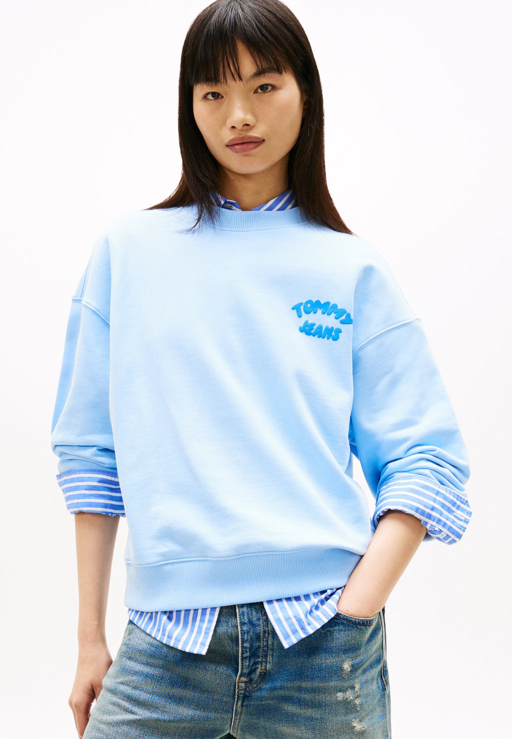 BUBBLE LOGO BOXY CREW NECK JUMPER - Sweatshirt - light powdery blue