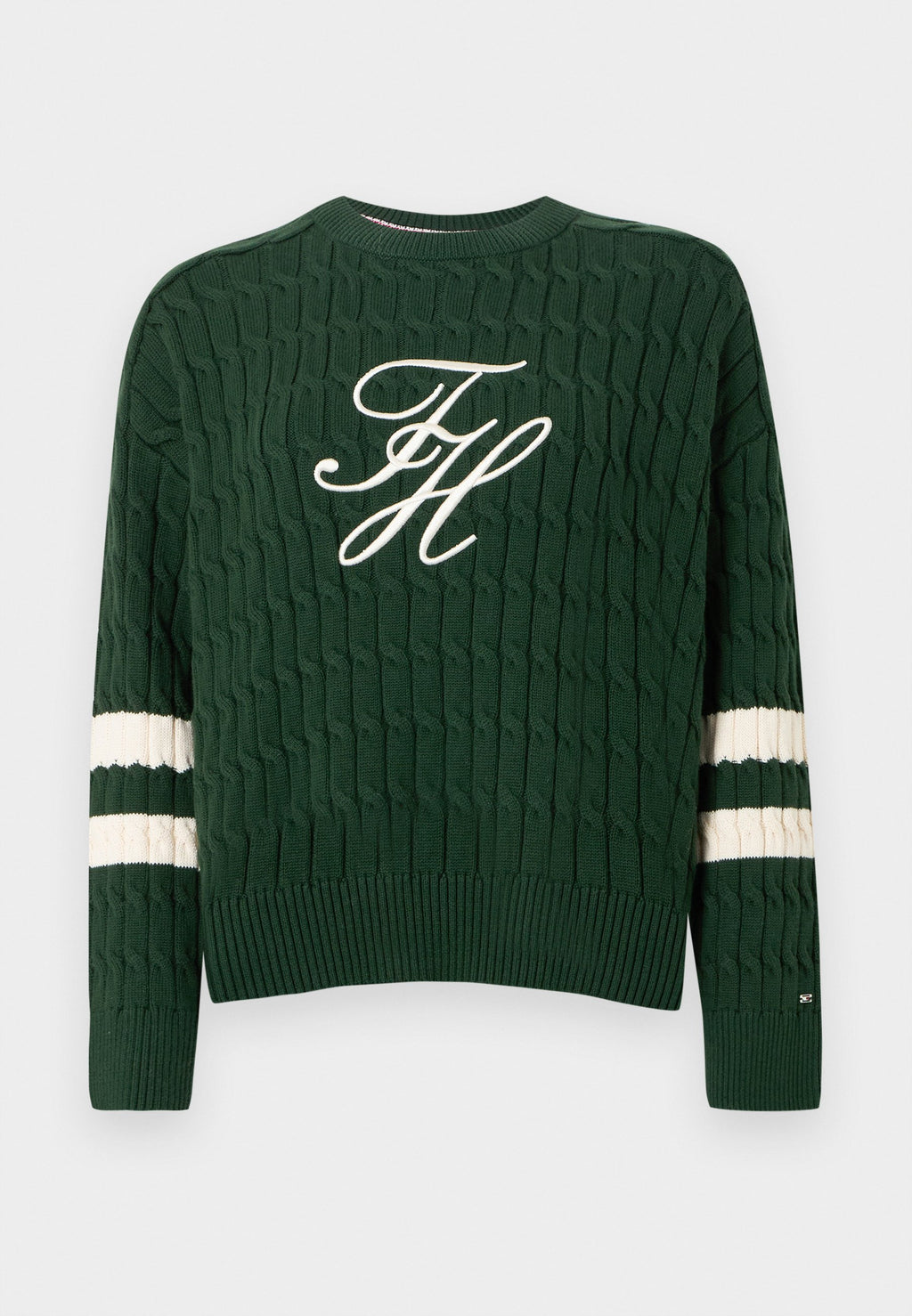 LOGO EMBROIDERY RELAXED CABLE KNIT JUMPER - Jumper - national forest