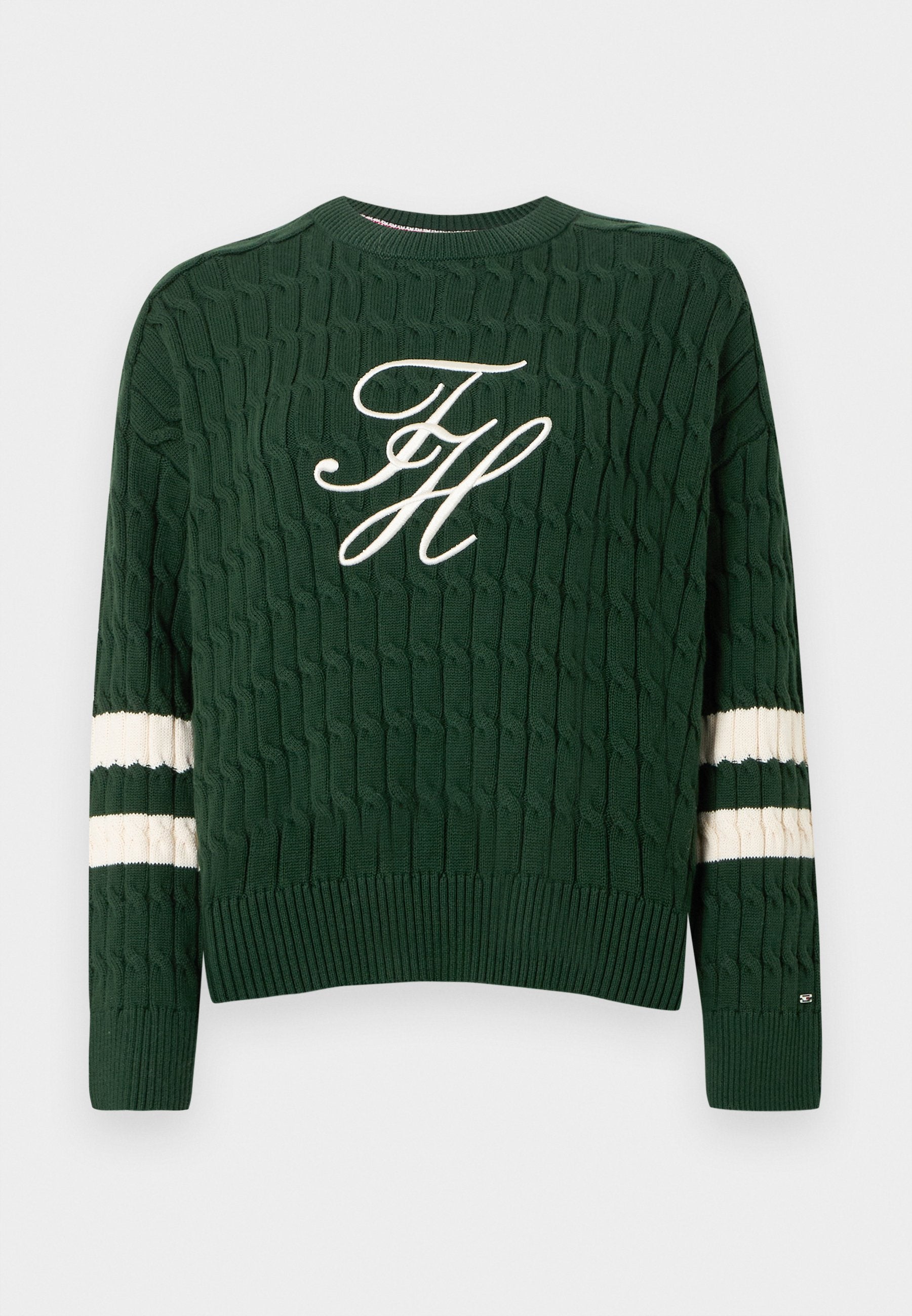 LOGO EMBROIDERY RELAXED CABLE KNIT JUMPER - Jumper - national forest