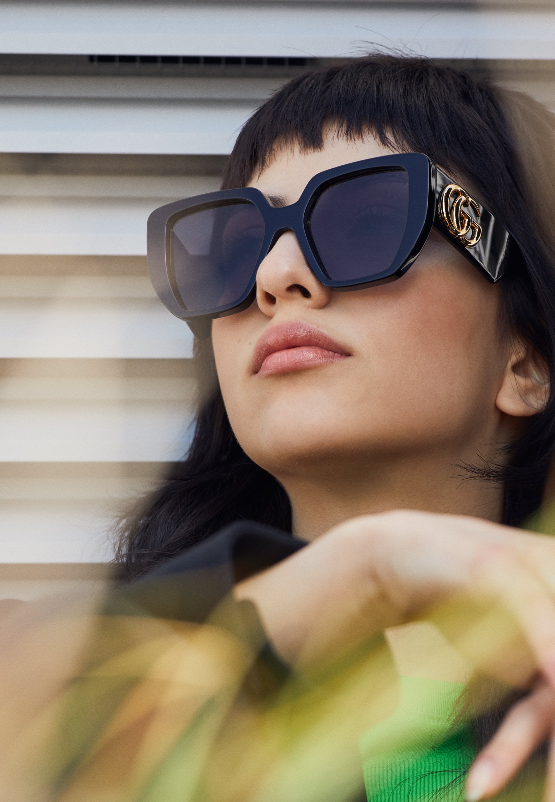 GG OVERSIZED SQUARE ACETATE SUNGLASSES - Sunglasses - black/grey