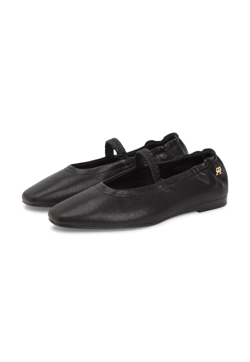 Ankle strap ballet pumps - black