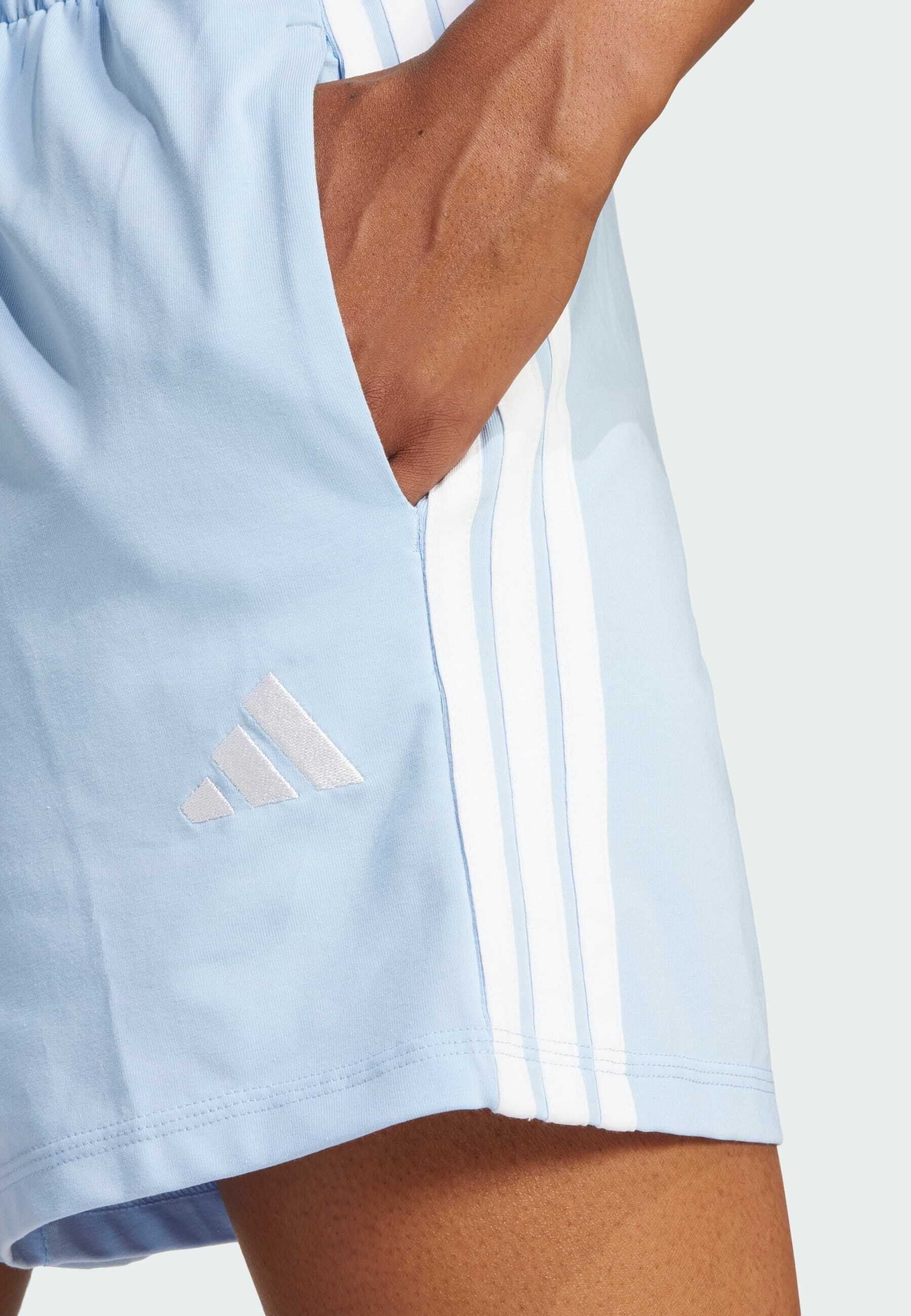 ESSENTIALS 3 STRIPES COTTON - Sports shorts - glow blue/white