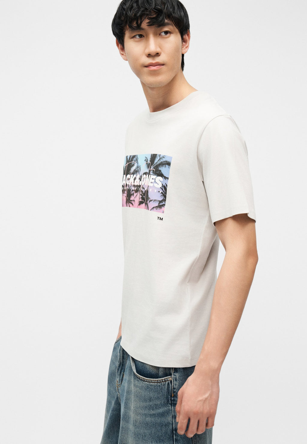 JJINDIANA TEE CREW NECK - Print T-shirt - glacier gray