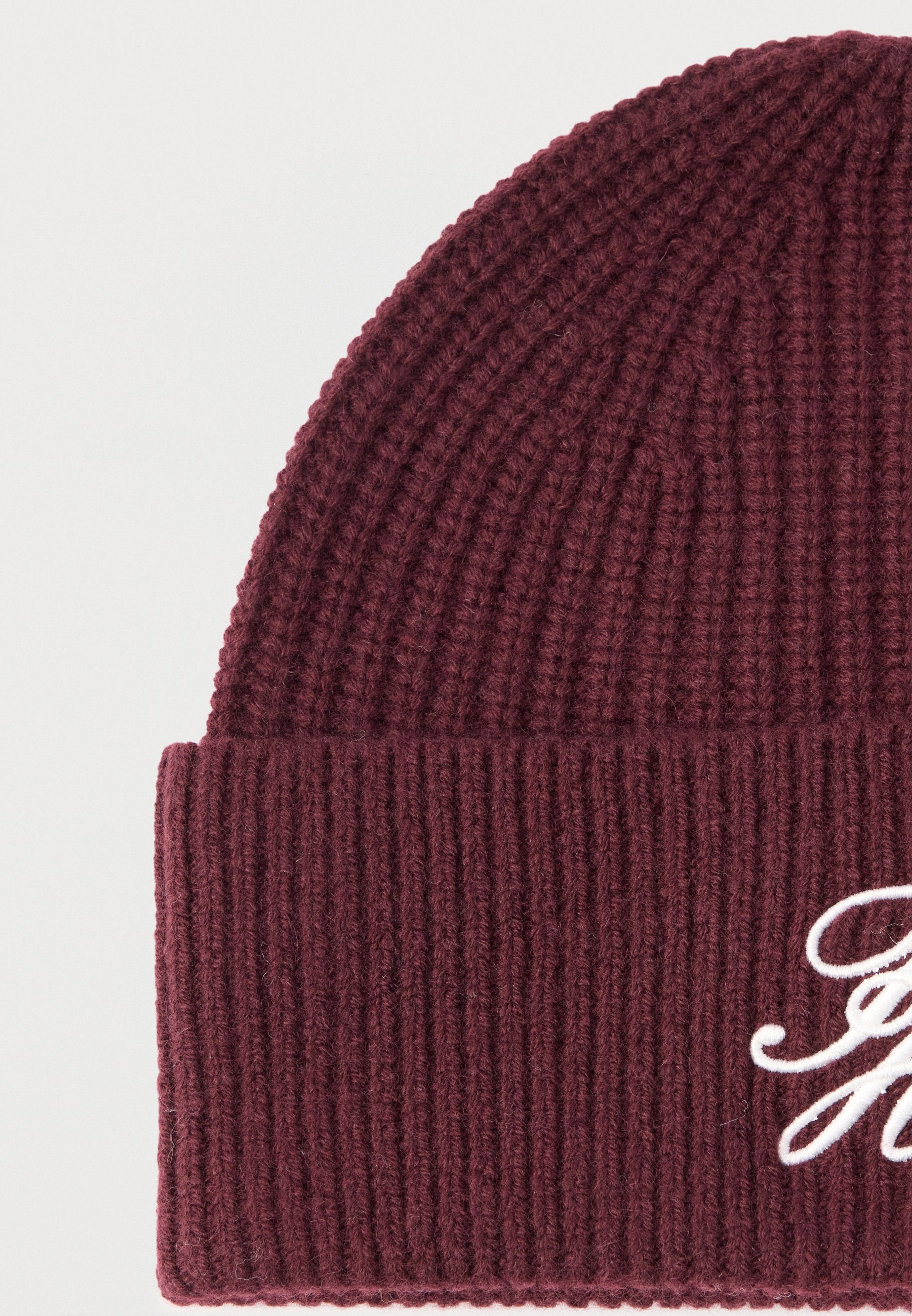 CASHMERE BLEND LOGO EMBROIDERY BEANIE - Beanie - marzemino