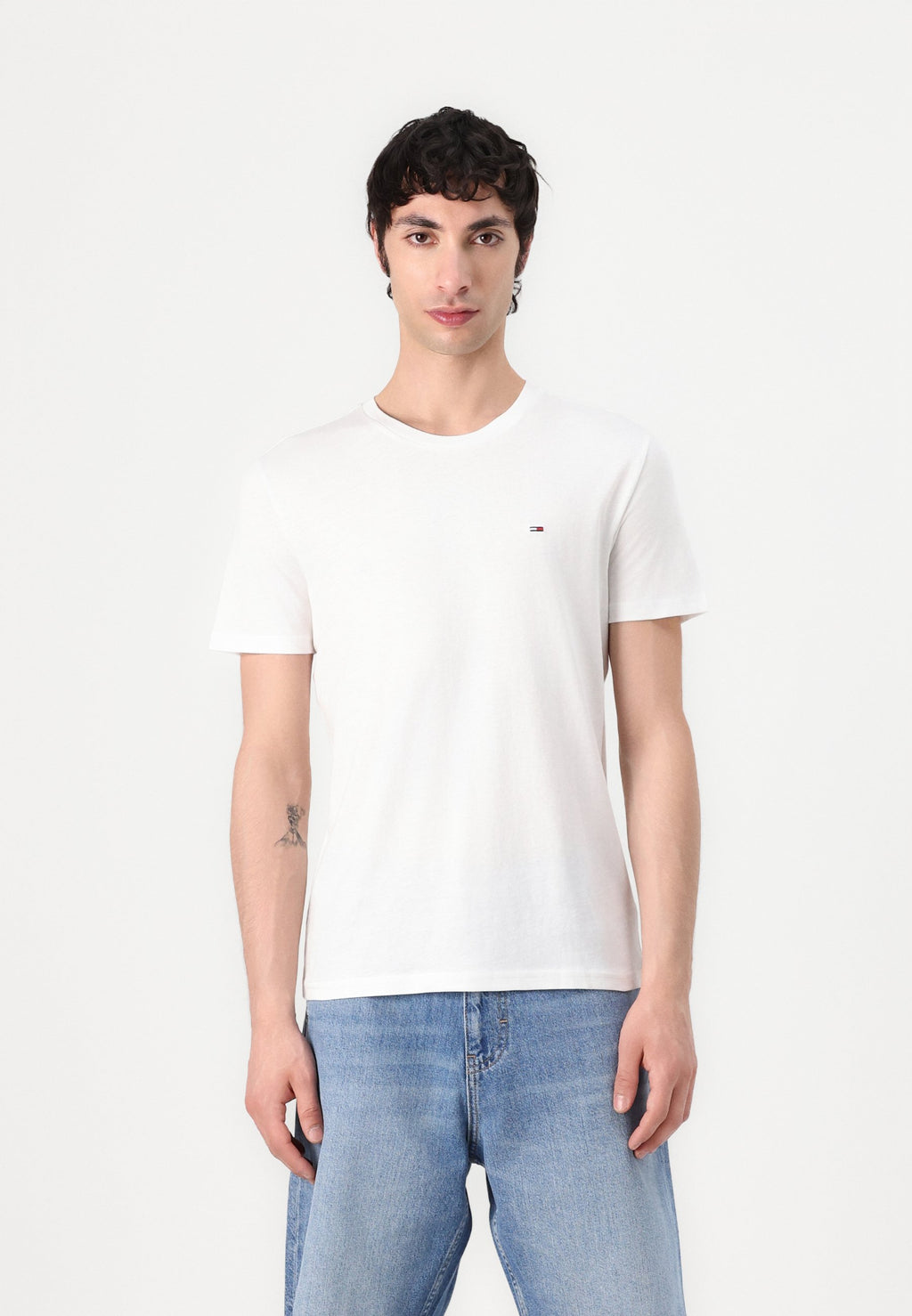 SLIM TEE  - Basic T-shirt - ecru/dark night navy/red