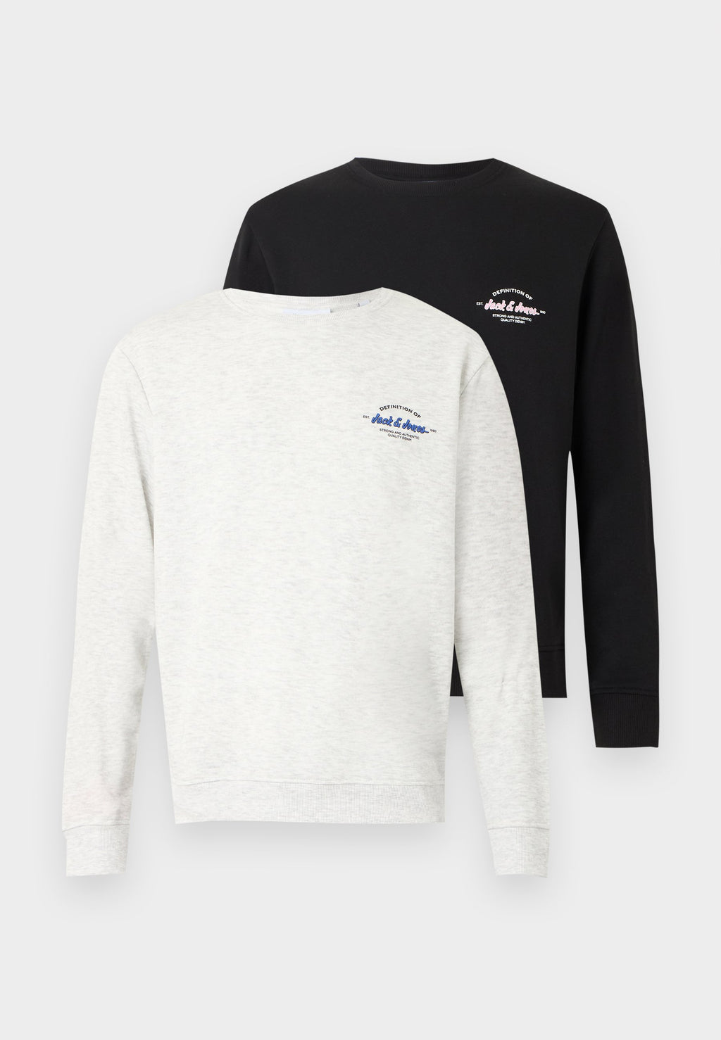 JJBRANDON CREW NECK 2 PACK MP - Sweatshirt - black/white melange