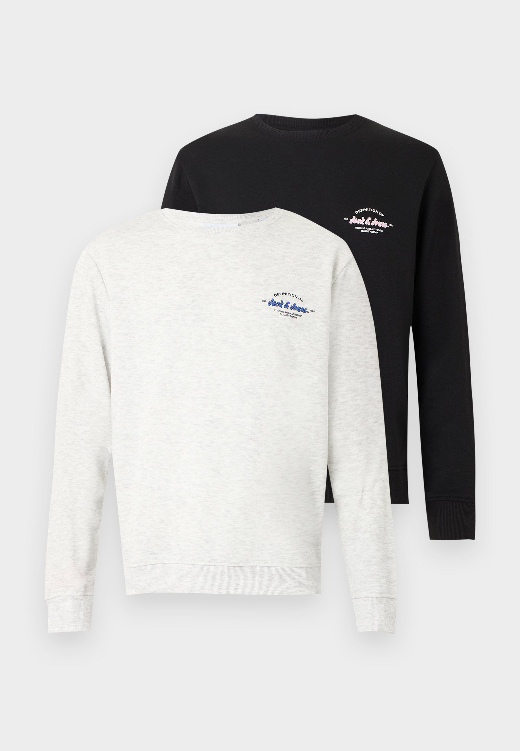 JJBRANDON CREW NECK 2 PACK MP - Sweatshirt - black/white melange