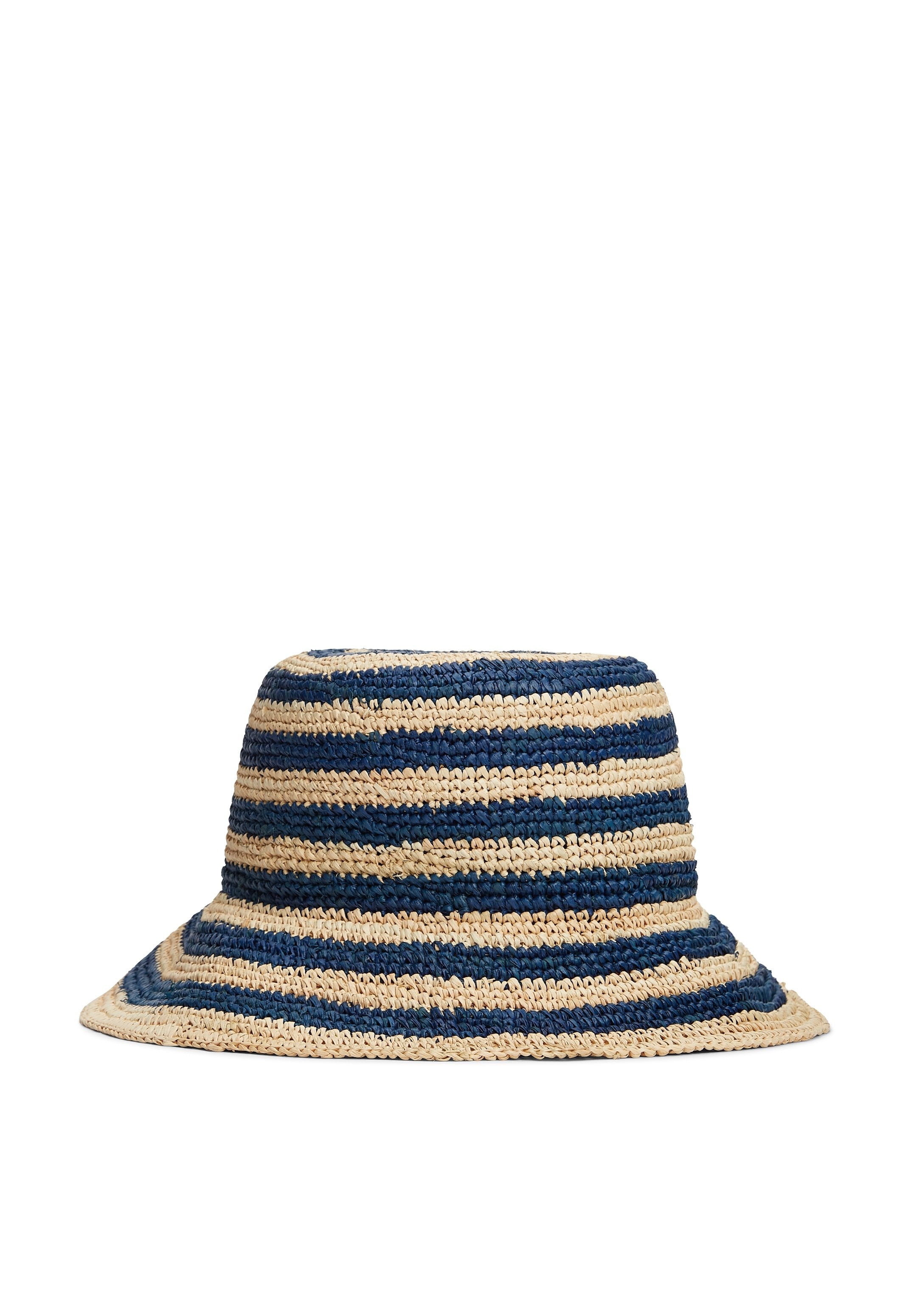 STRIPE RAFFIA BUCKET HAT - Hat - space blue