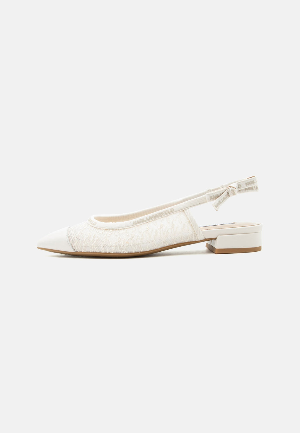 KERRIE SCRIPT LACE SLING - Slingback ballet pumps - white