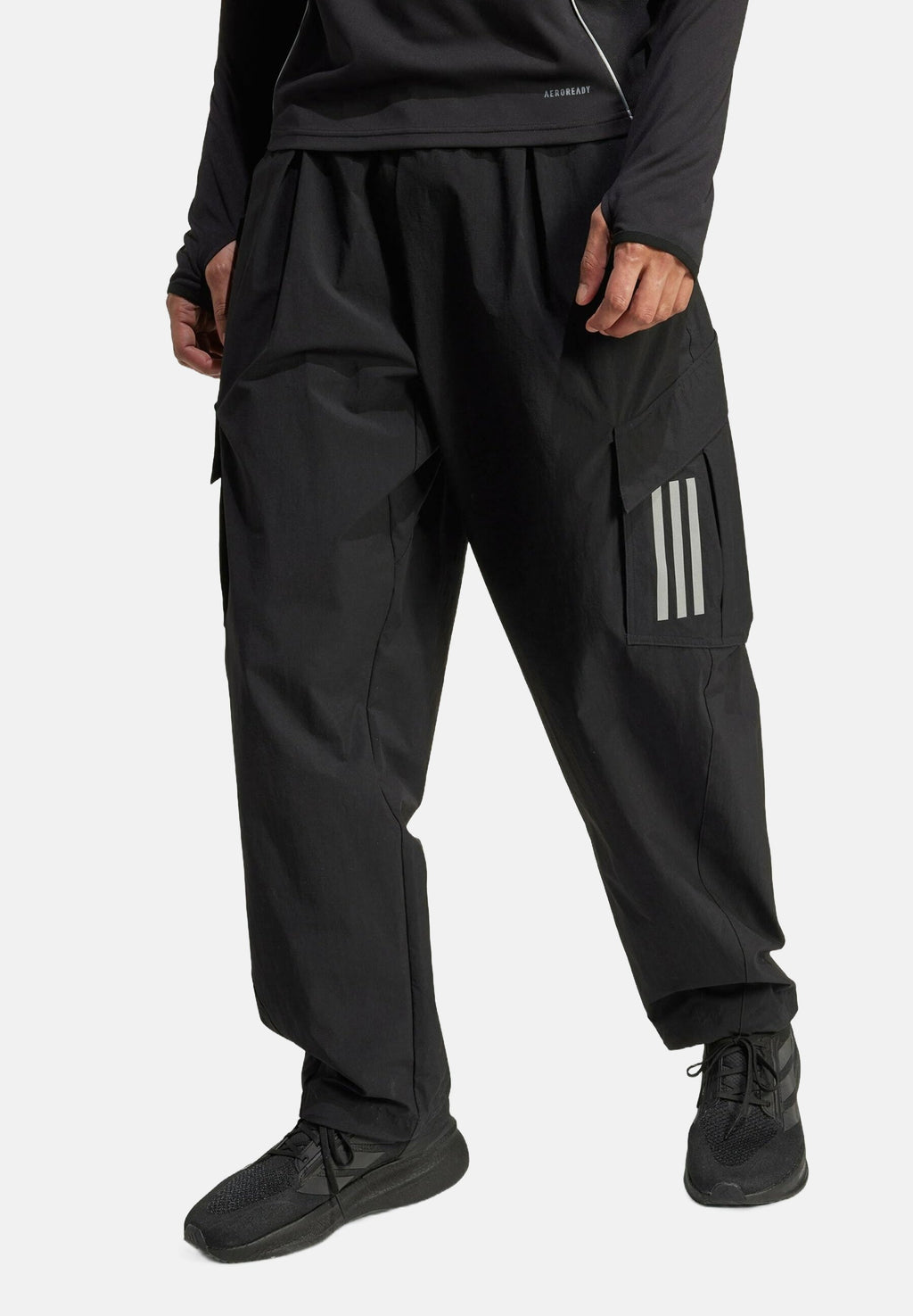 AMG PETRONAS FORMULA ONE MECHANICS LOOSE - Cargo trousers - black   reflective silver