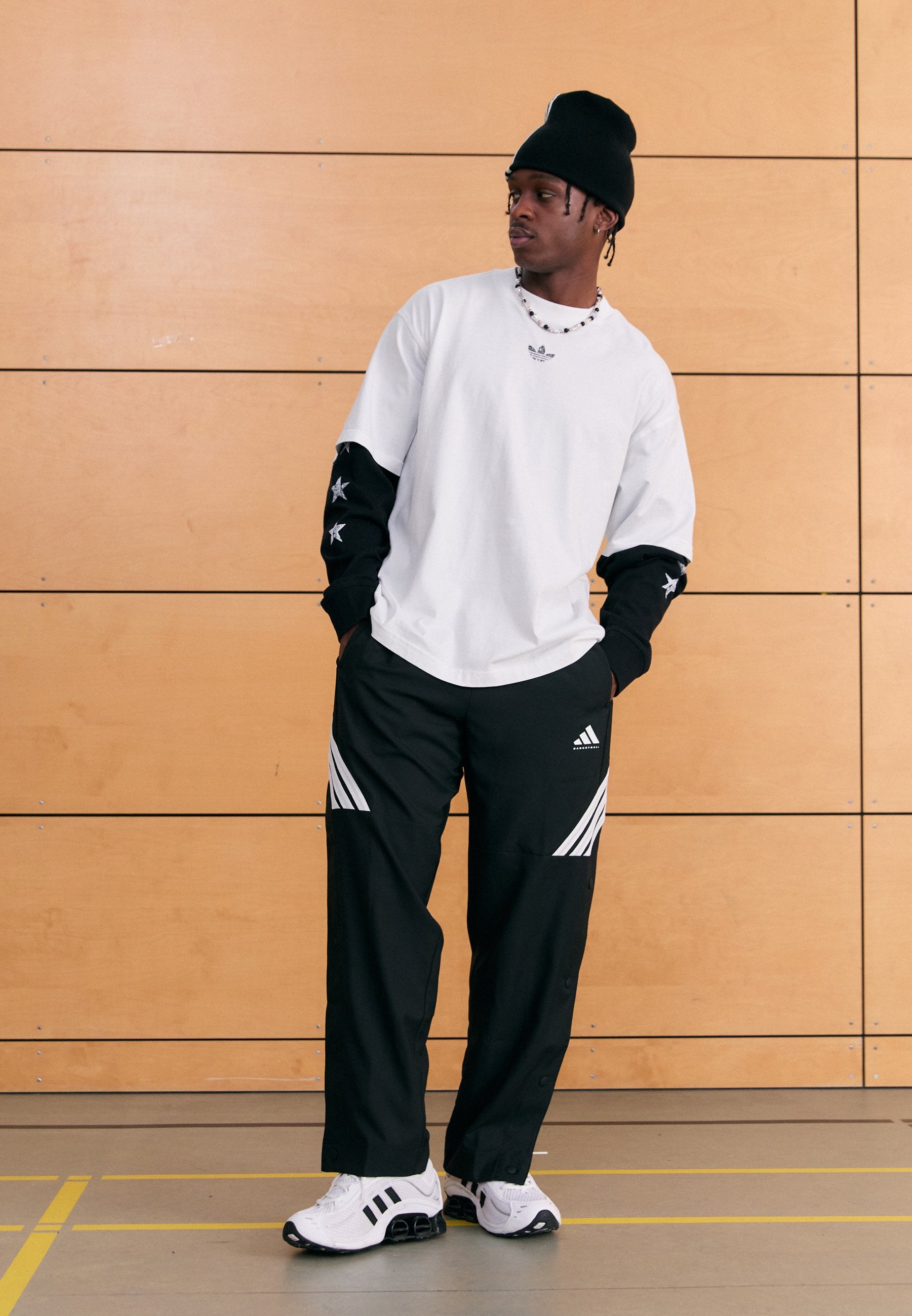 CRAZYLITE - Tracksuit bottoms - black   white