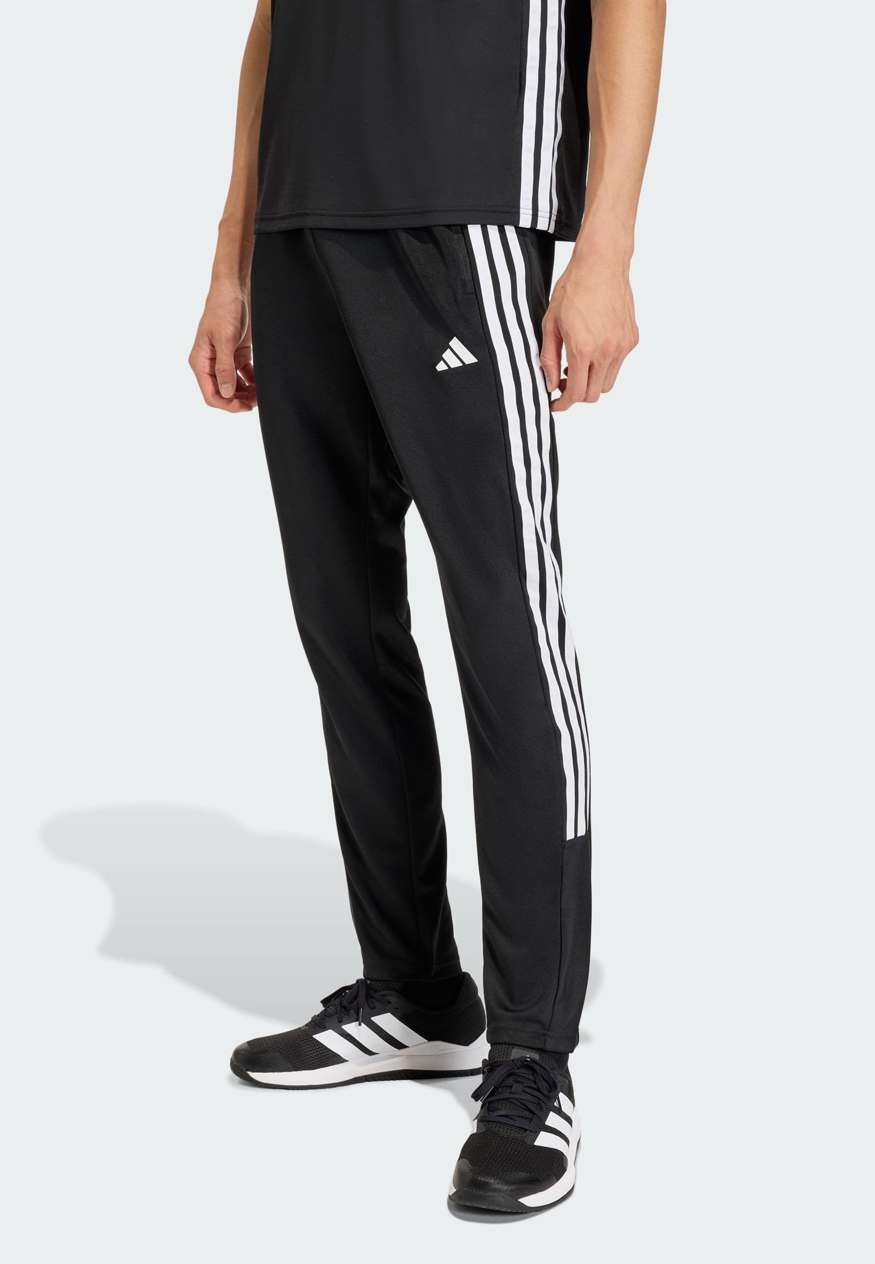 WORKOUT ESSENTIALS ALL-SET 3 STRIPES KNIT - Tracksuit bottoms - black/white