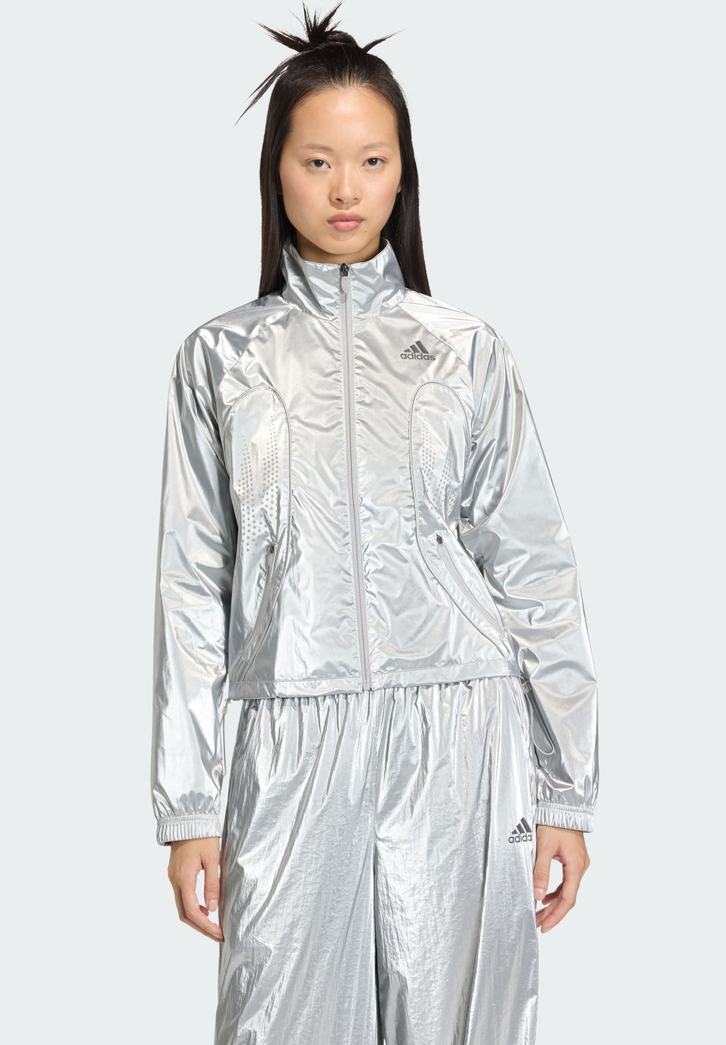 TRACKTOP - Faux leather jacket - silver met