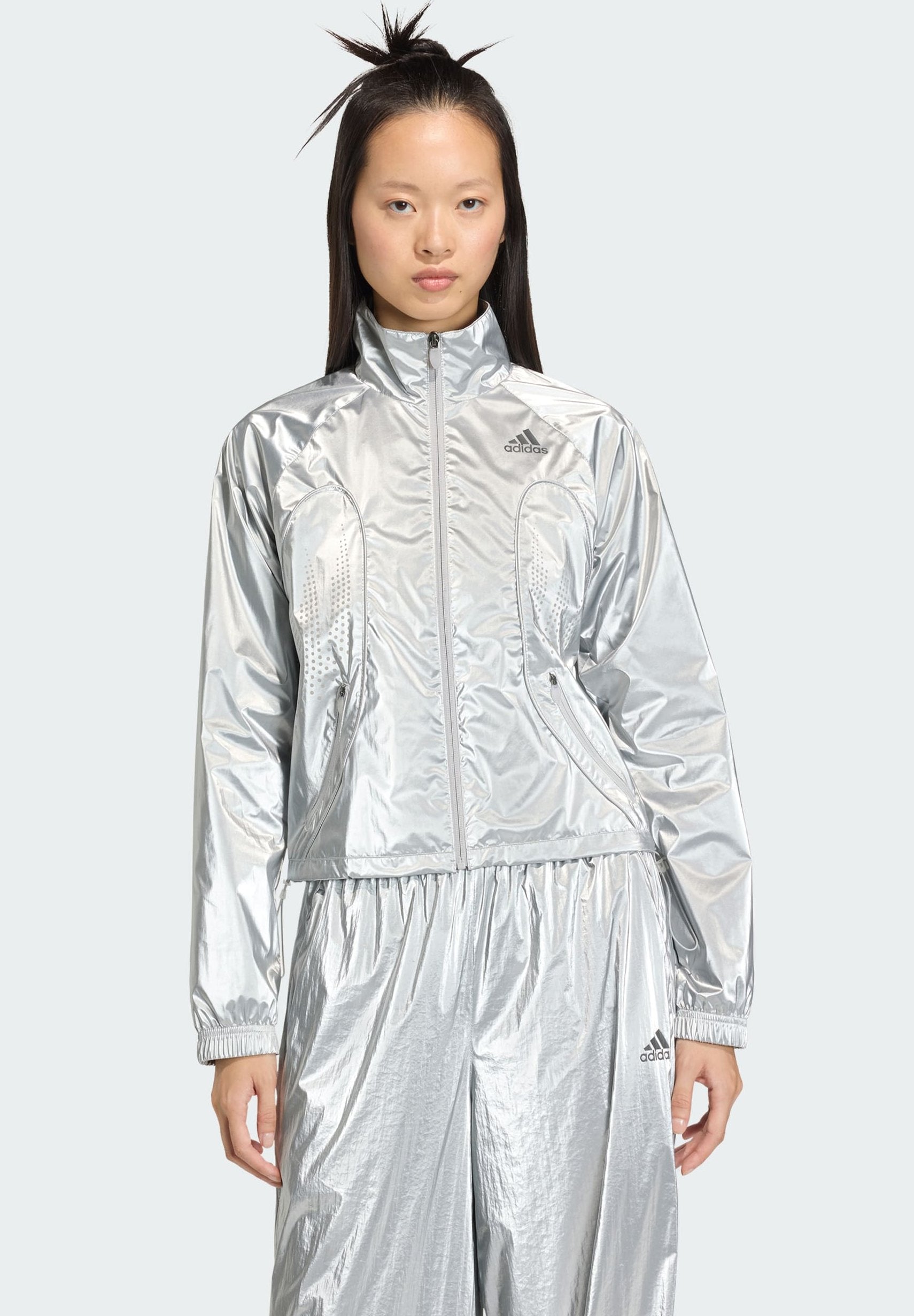 TRACKTOP - Faux leather jacket - silver met
