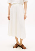 PLEATED LINEN BLEND MIDI A-LINE SKIRT - A-line skirt - ivory