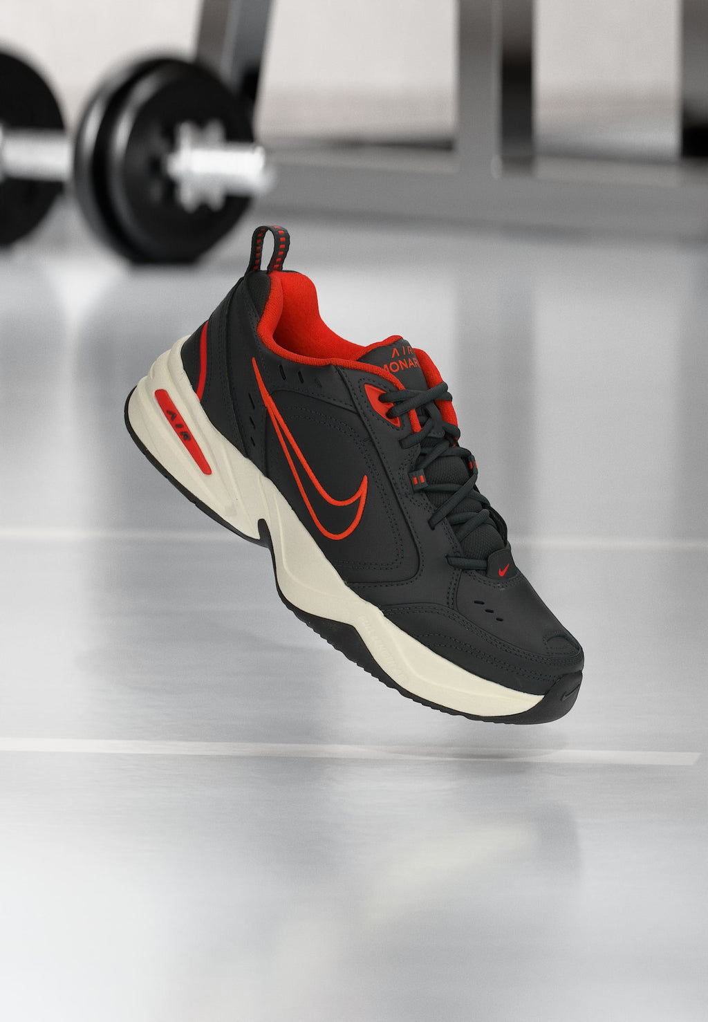 AIR MONARCH IV - Training shoe - dark smoke grey/black/picante red/pale ivory