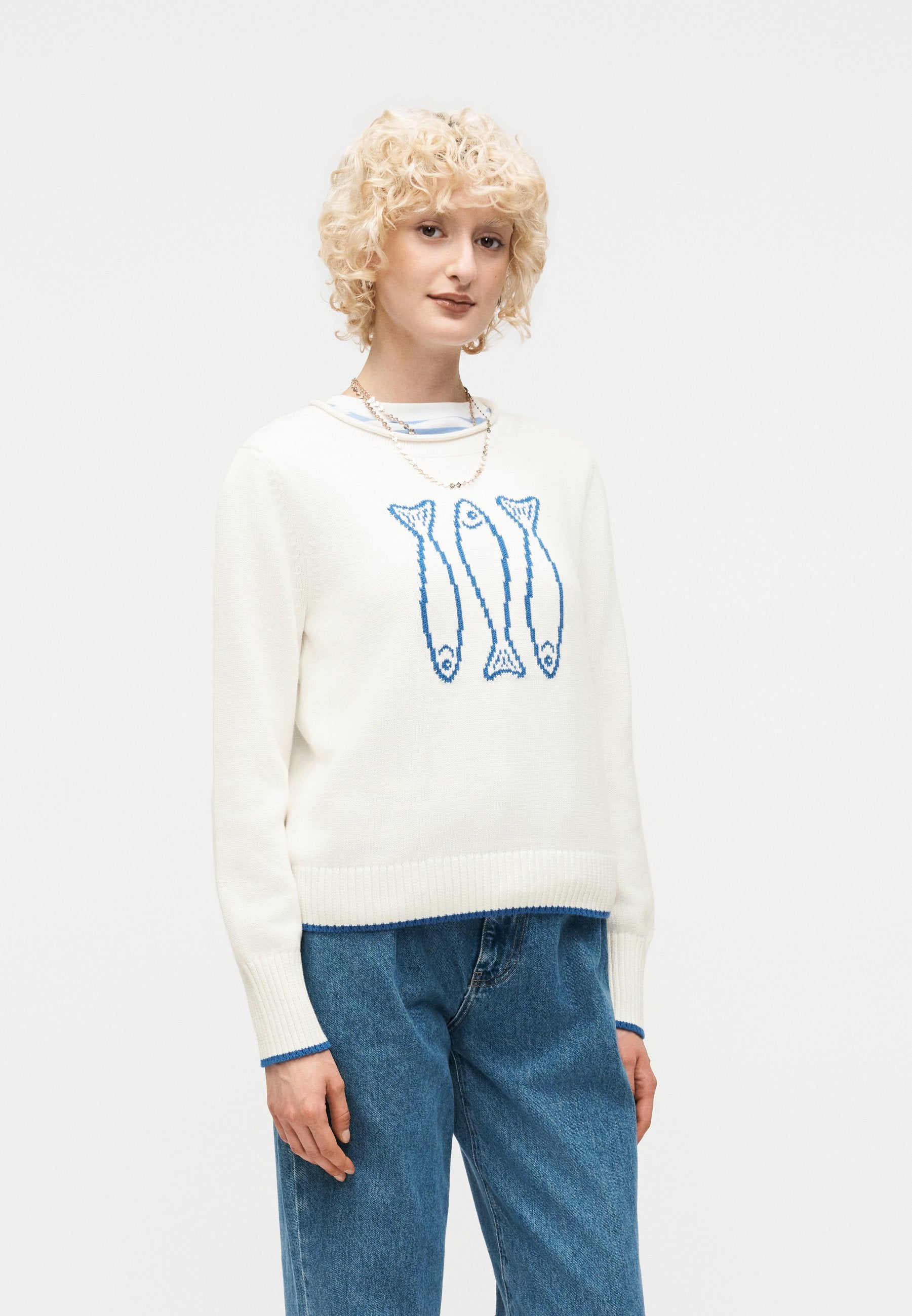 INTARSIA CREW - Jumper - white