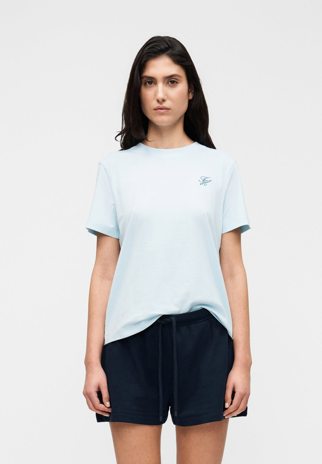 TEE-SHIRT RAS DU COU EN JERSEY BRODÉ AVEC LOGO - T-shirt basique - keepsake blue