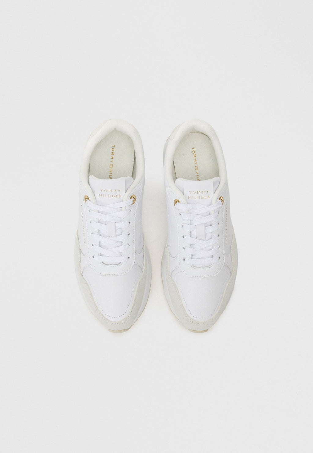 EMBOSSED TH MONOGRAM LEATHER TRAINERS - Trainers - white