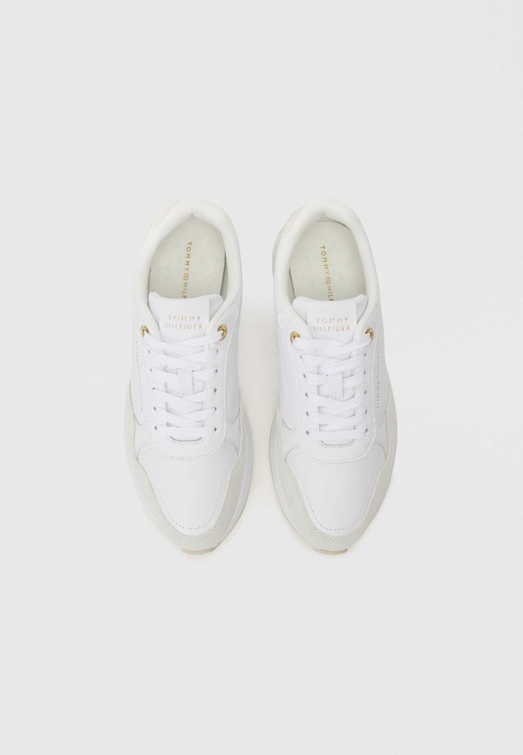 EMBOSSED TH MONOGRAM LEATHER TRAINERS - Trainers - white