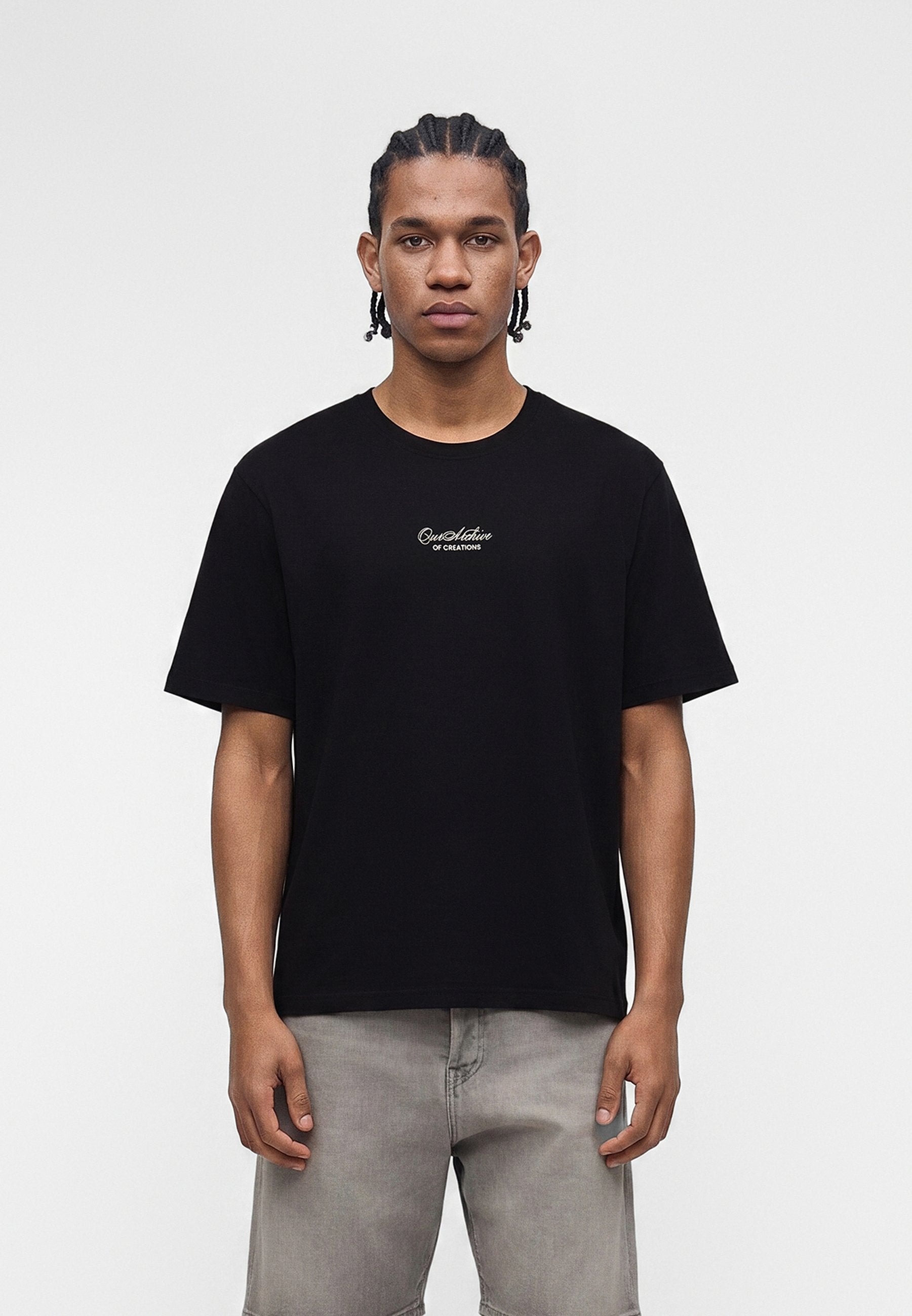 JJART TEE CREW NECK - Print T-shirt - black