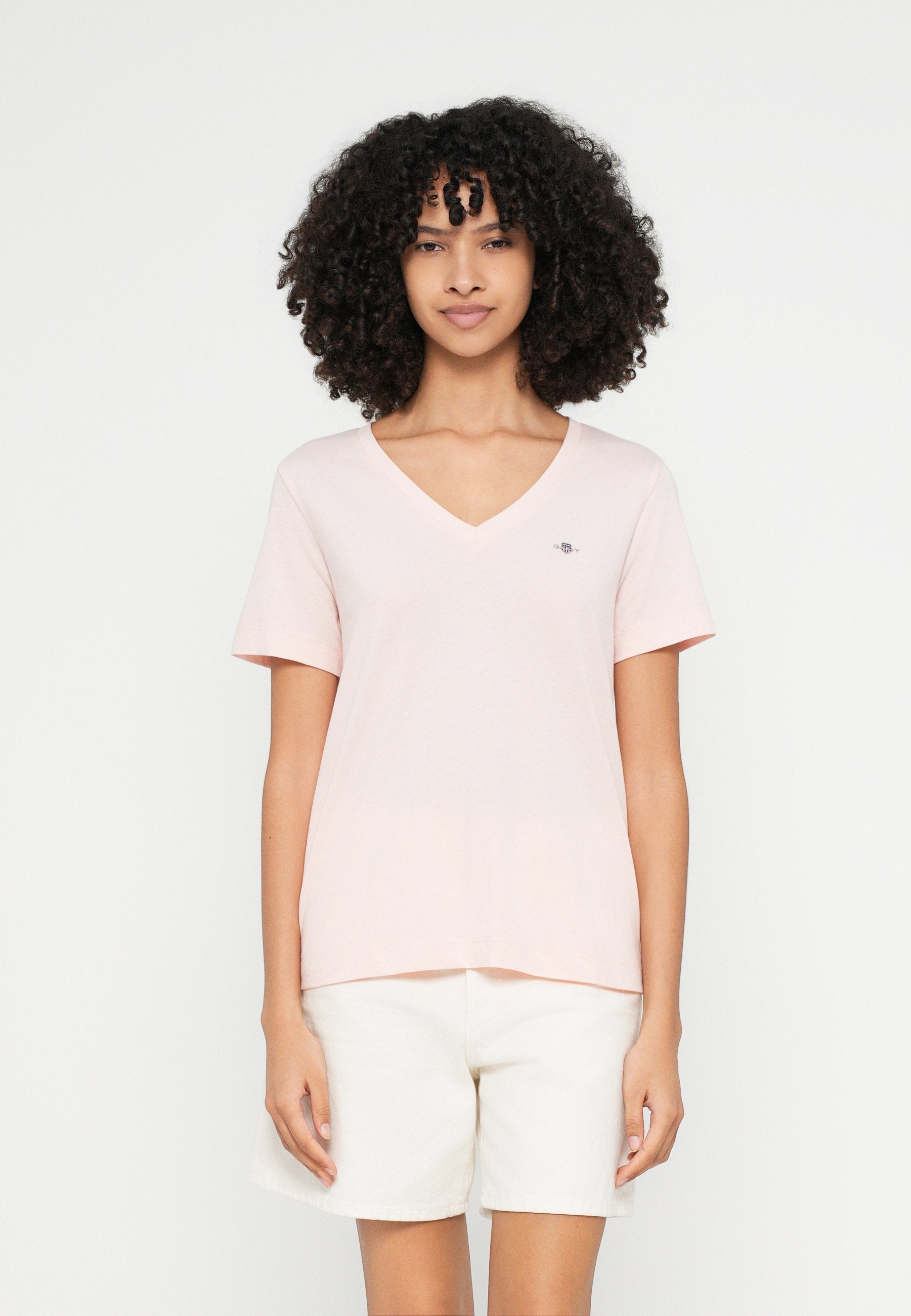 SHIELD V NECK - Basic T-shirt - peony pink