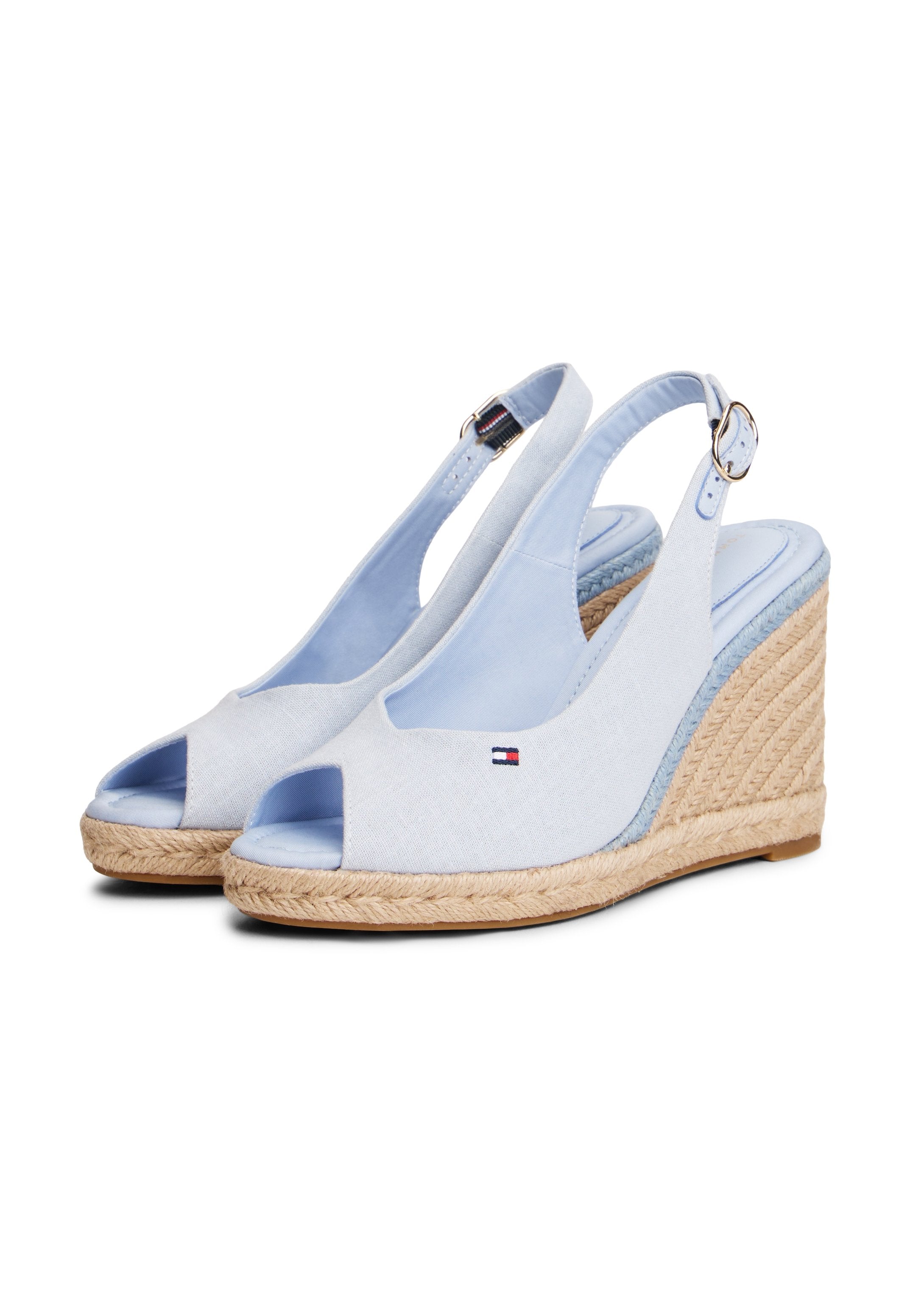 HEMP SLINGBACK WEDGE ESPADRILLES - Platform sandals - breezy blue