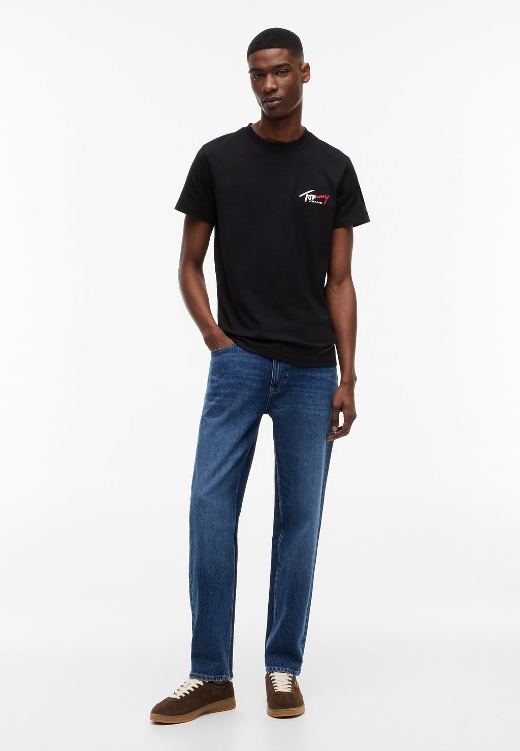 SLIM SIGN CHEST TEE - Basic T-shirt - black