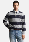 CHAMBRAY ÇİZGİLİ AĞIR RUGGER - Polo yaka tişört - gri melanj