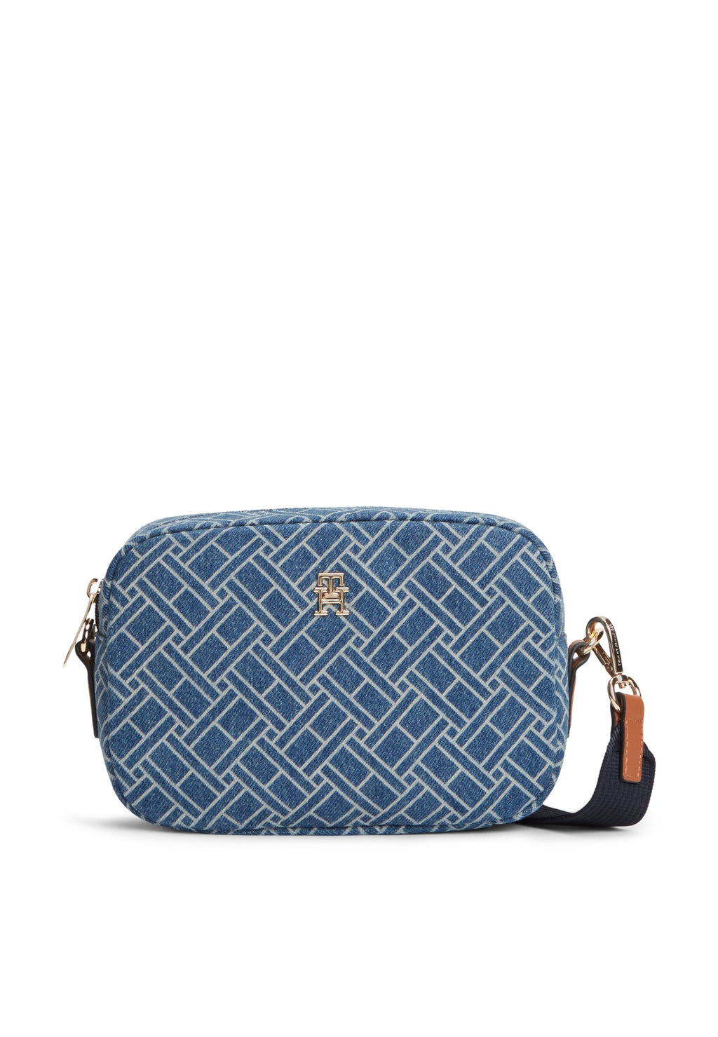 TH MONOGRAM DENIM CROSSBODY CAMERA BAG - Handbag - blue