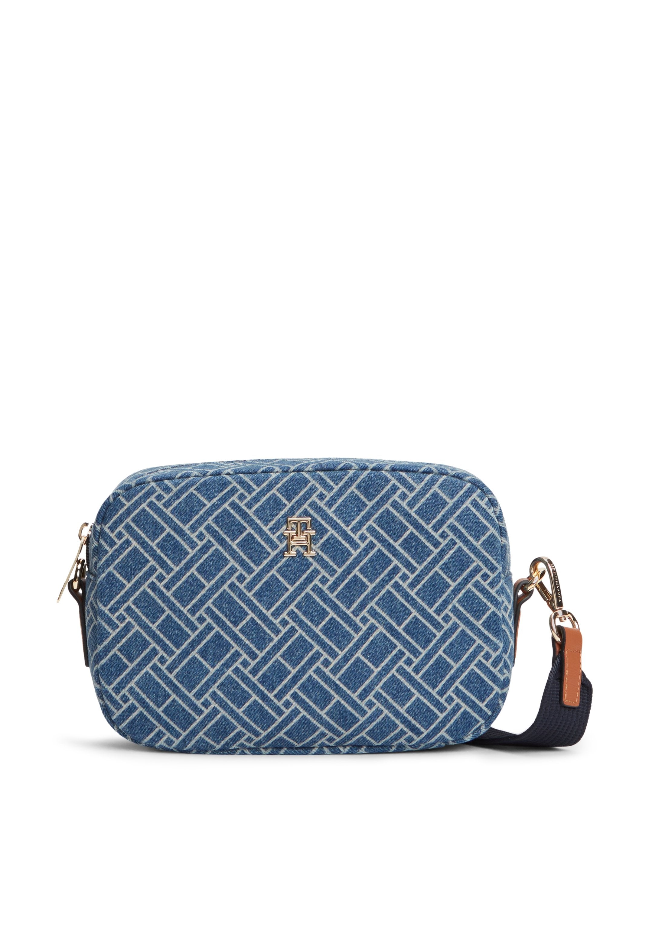 TH MONOGRAM DENIM CROSSBODY CAMERA BAG - Handbag - blue