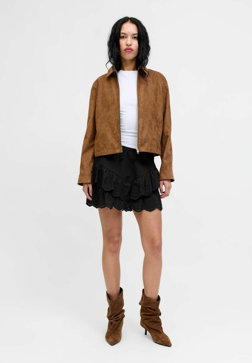 JXJADE LAYERED BRODERIE SKIRT - A-line skirt - black
