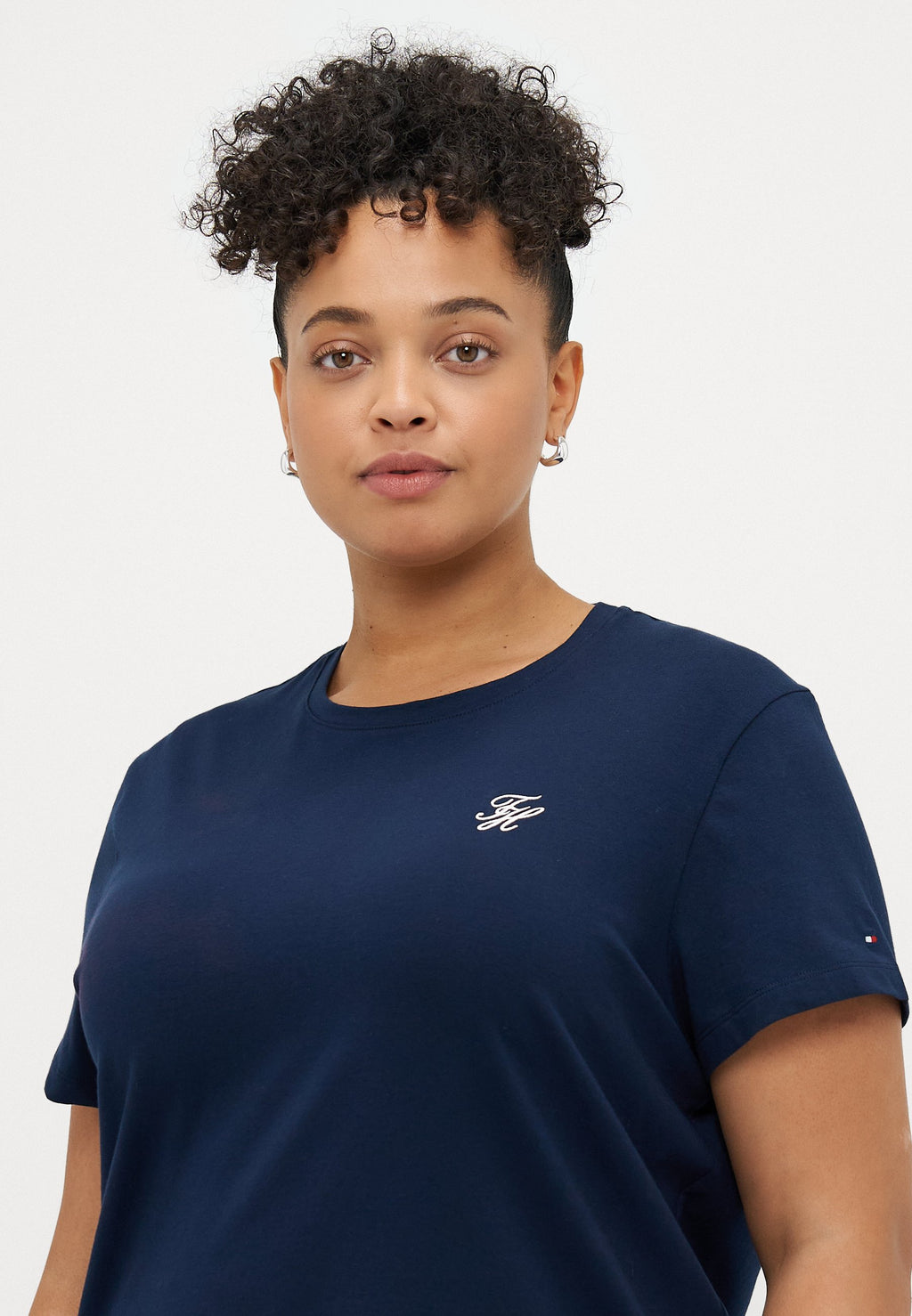 CURVE LOGO EMBROIDERY JERSEY CREW NECK T-SHIRT - Print T-shirt - dark night navy