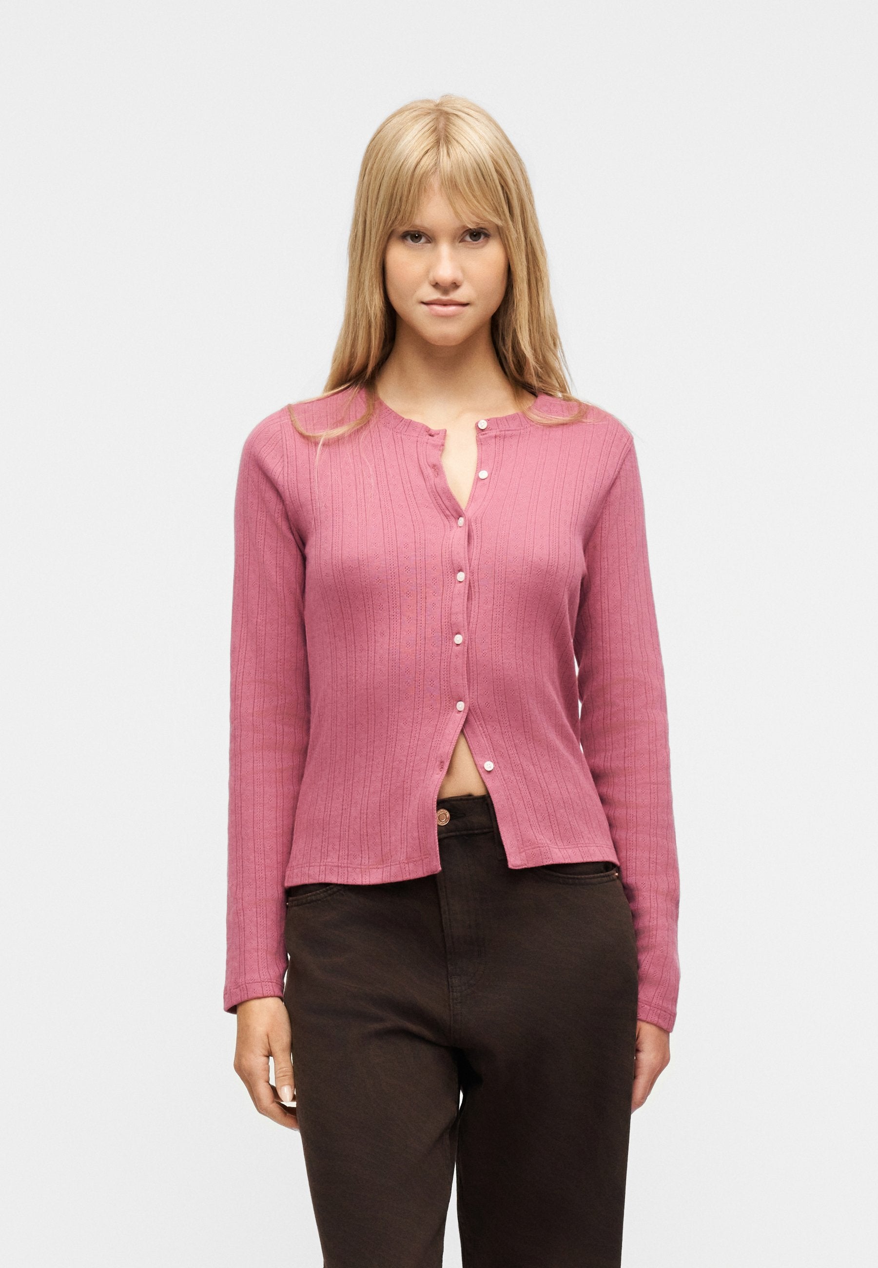 Cardigan - painted rose