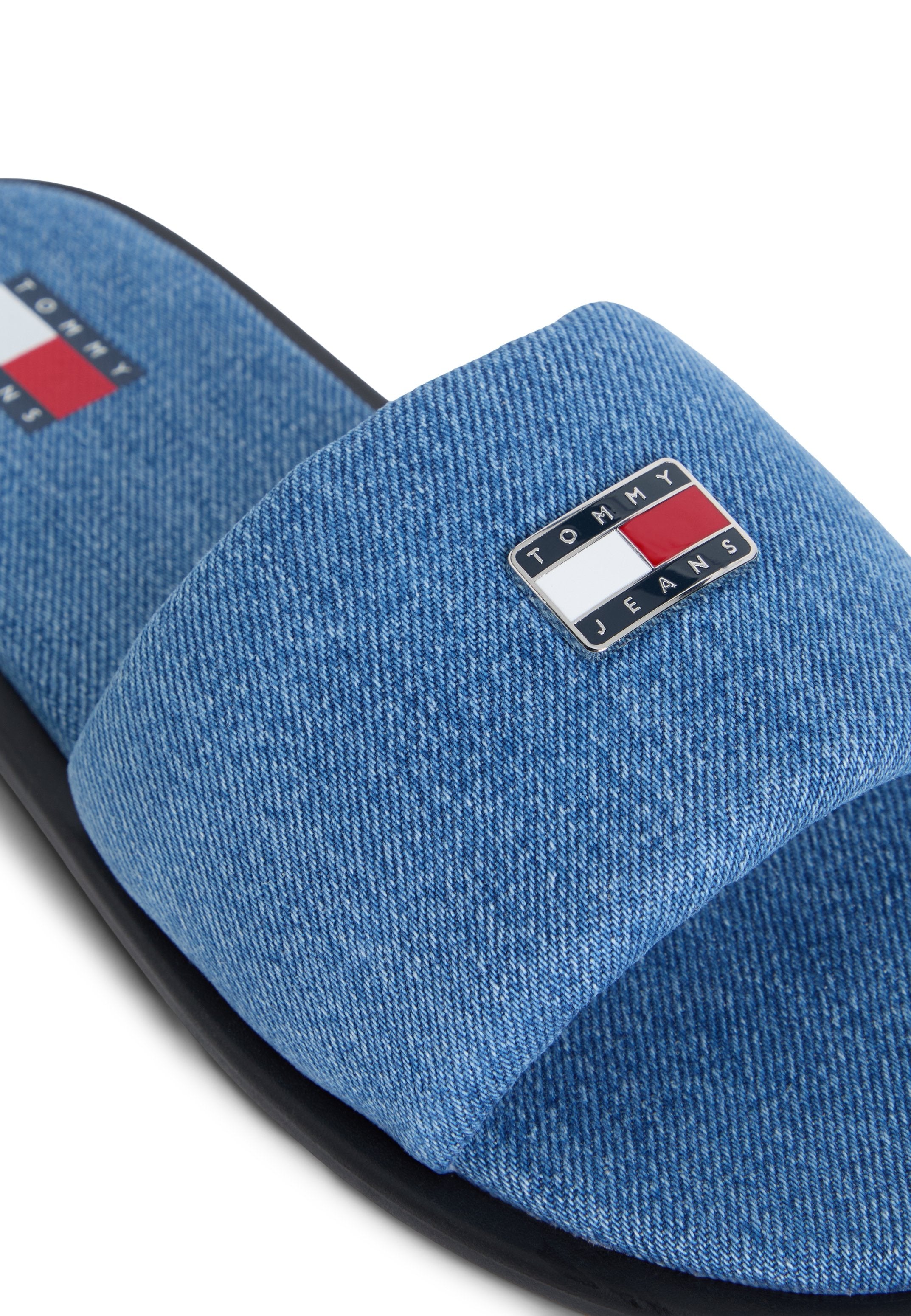 DENIM PADDED STRAP SLIDES - Mules - blue denim