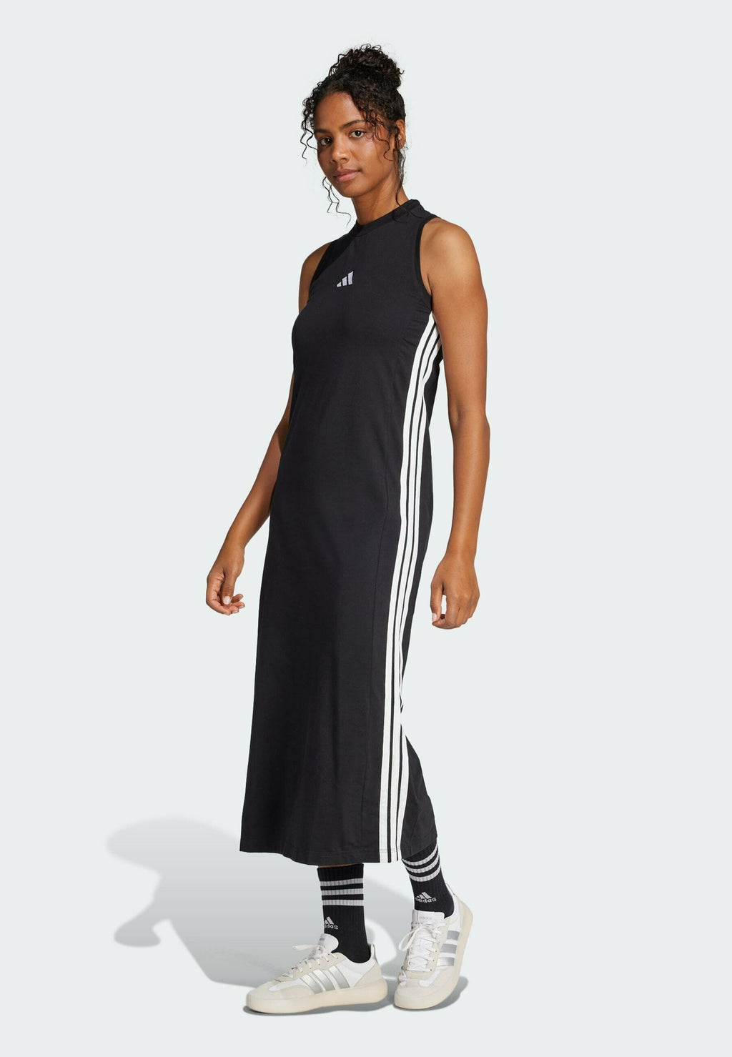 ESSENTIALS STRIPES LONG RACERBACK - Jersey dress - black   white