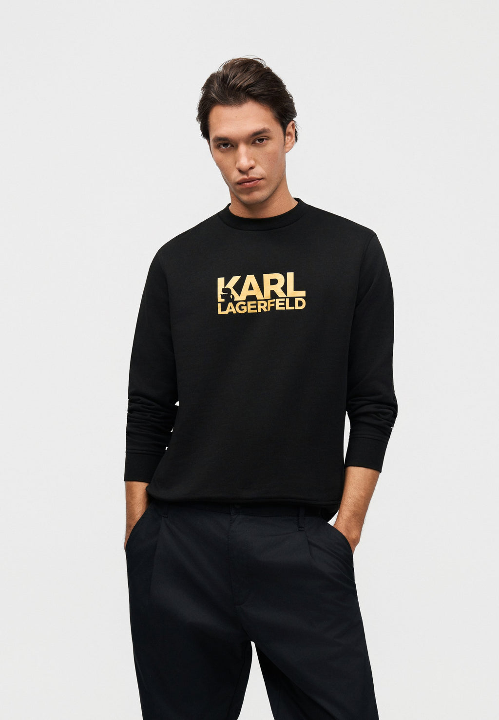 CREW NECK - Sweatshirt - black/gold-coloured
