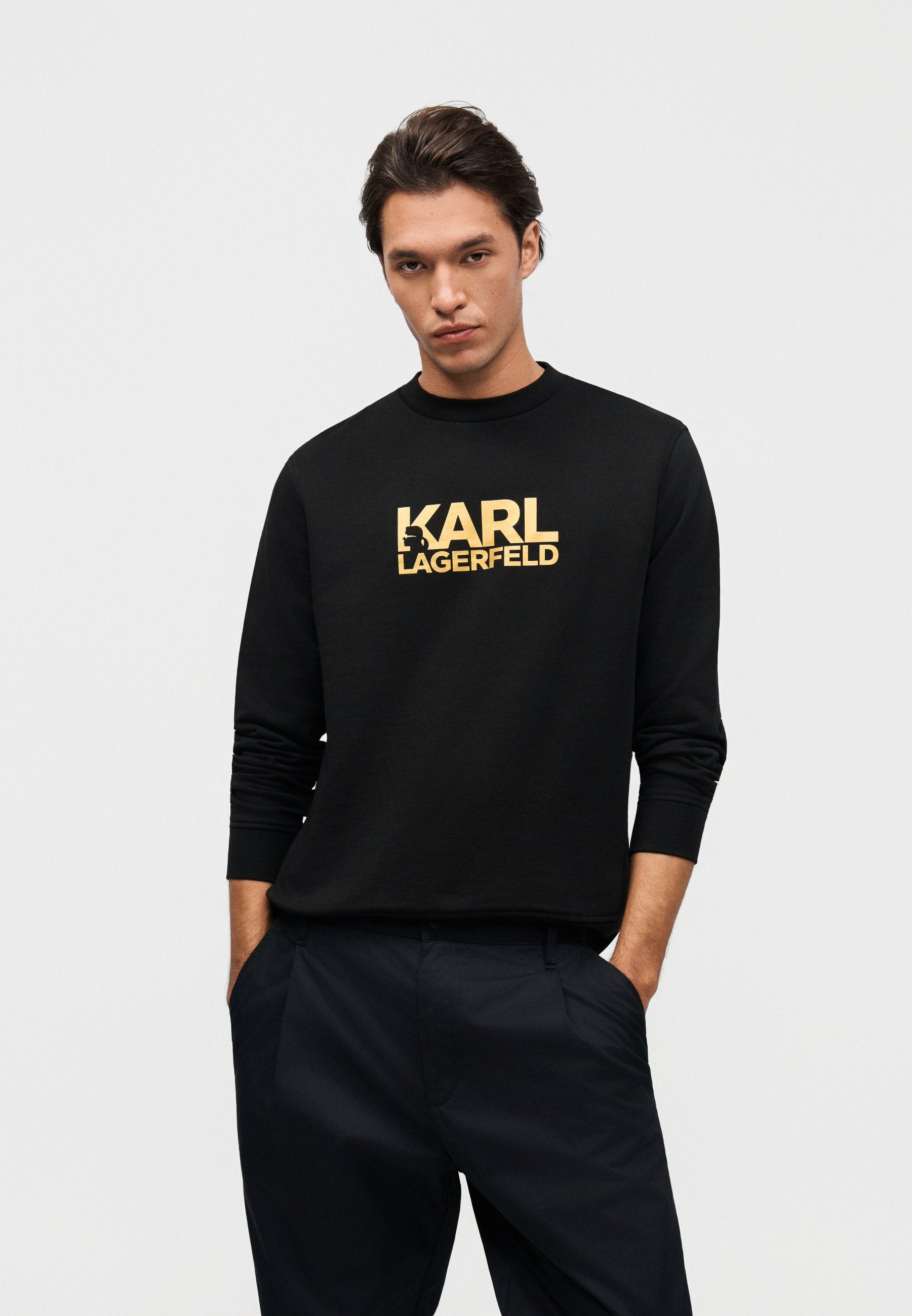 CREW NECK - Sweatshirt - black/gold-coloured