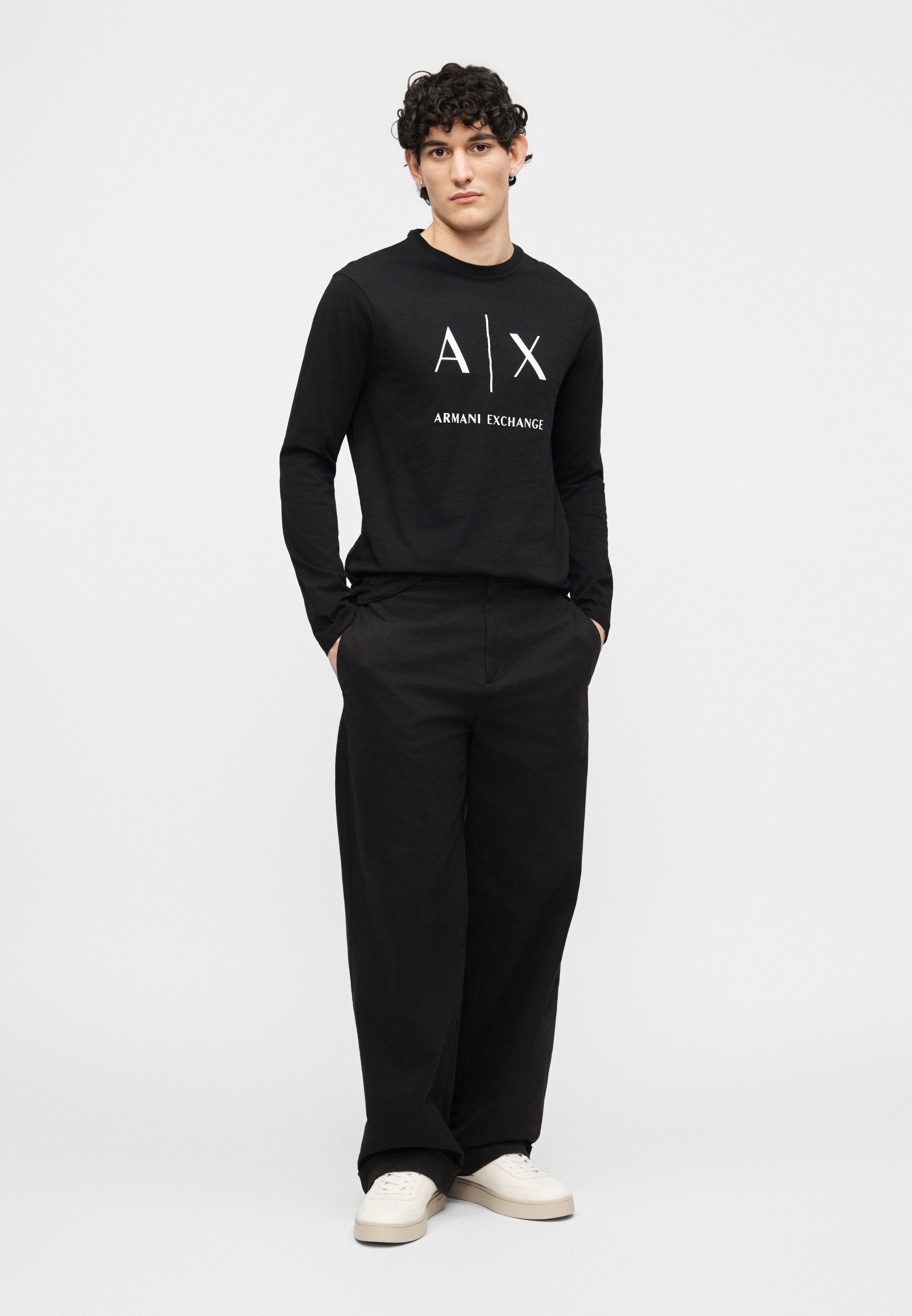 LONGSLEEVE SHIRT SLIM FIT - Long sleeved top - black