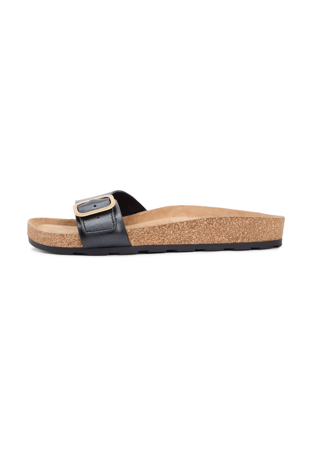 CORK FOOTBED SLIP-ON SANDALS - Pool slides - black