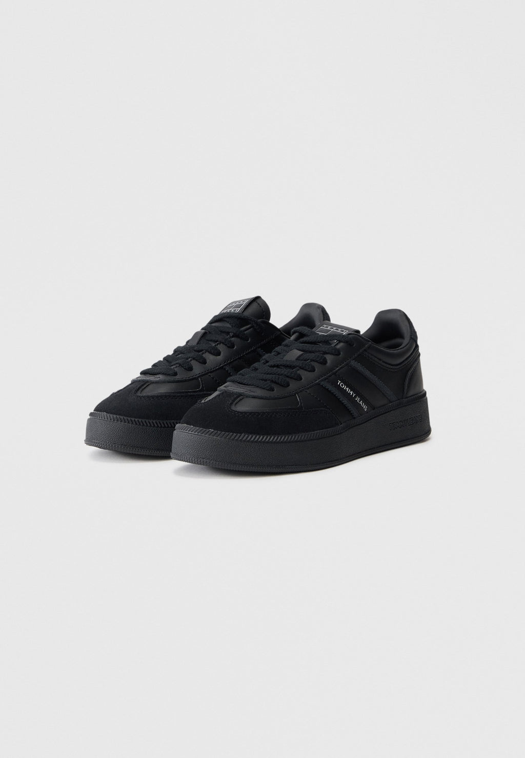 THE GREENWICH LEATHER MIXED TEXTURE PLATFORM TRAINERS - Trainers - black/silver-coloured