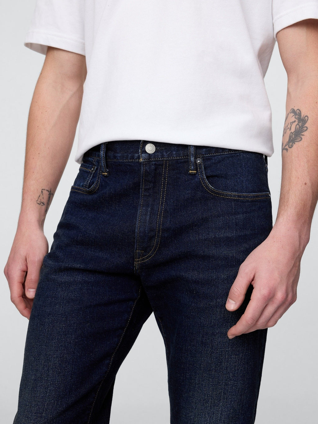 STRAIGHT WORN DARK - Straight leg jeans - worn dark