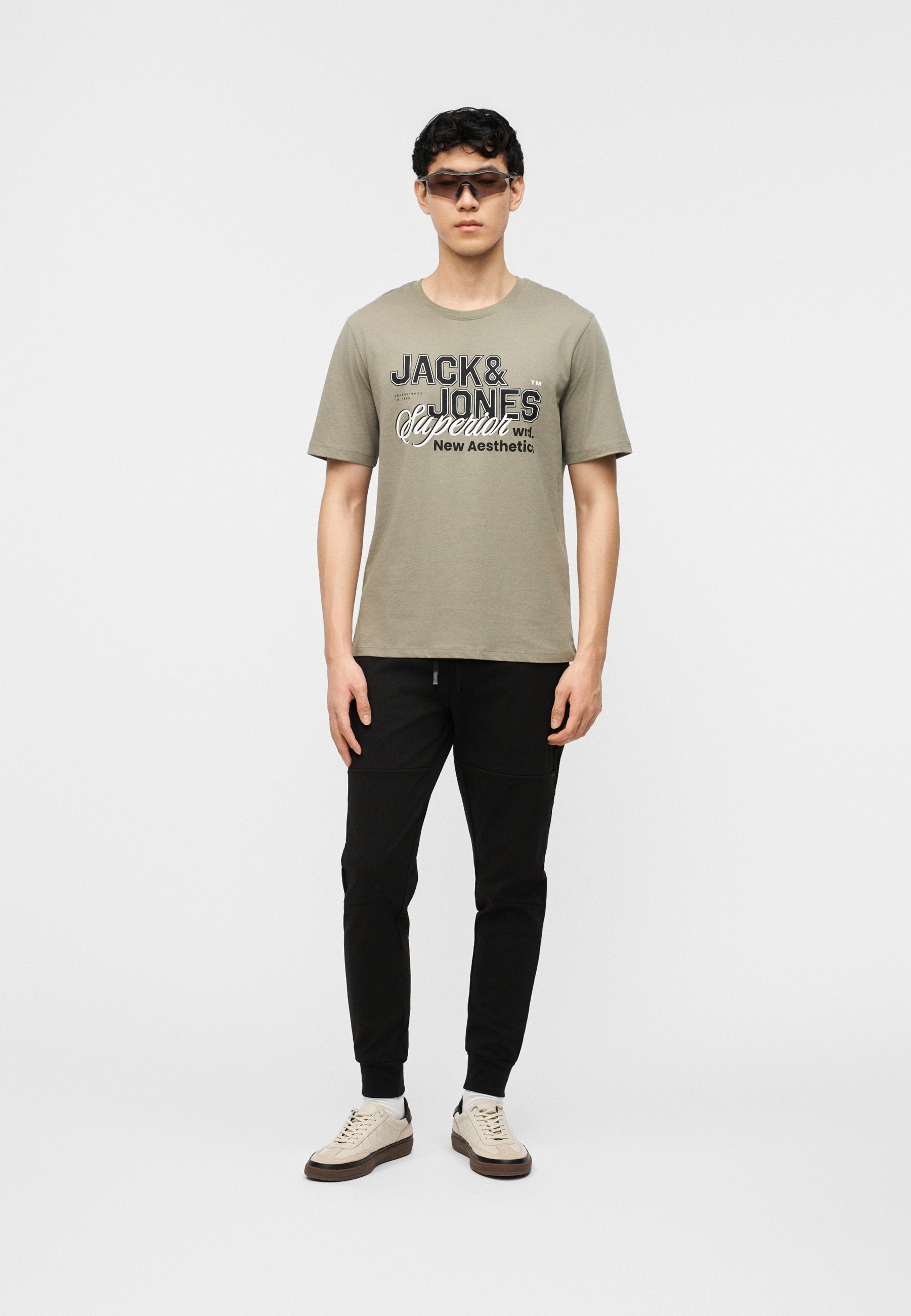 JJELOGO TEE O NECK 5 PACK - Print T-shirt - vetiver/blue mirage/mineral blue/atlantic deep/navy blazer