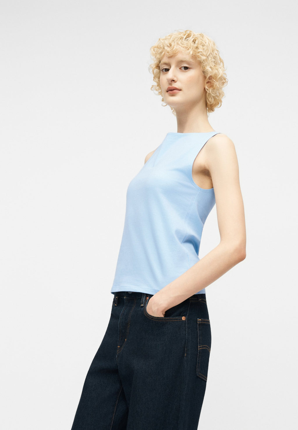 BOAT NECK TANK - Top - light blue