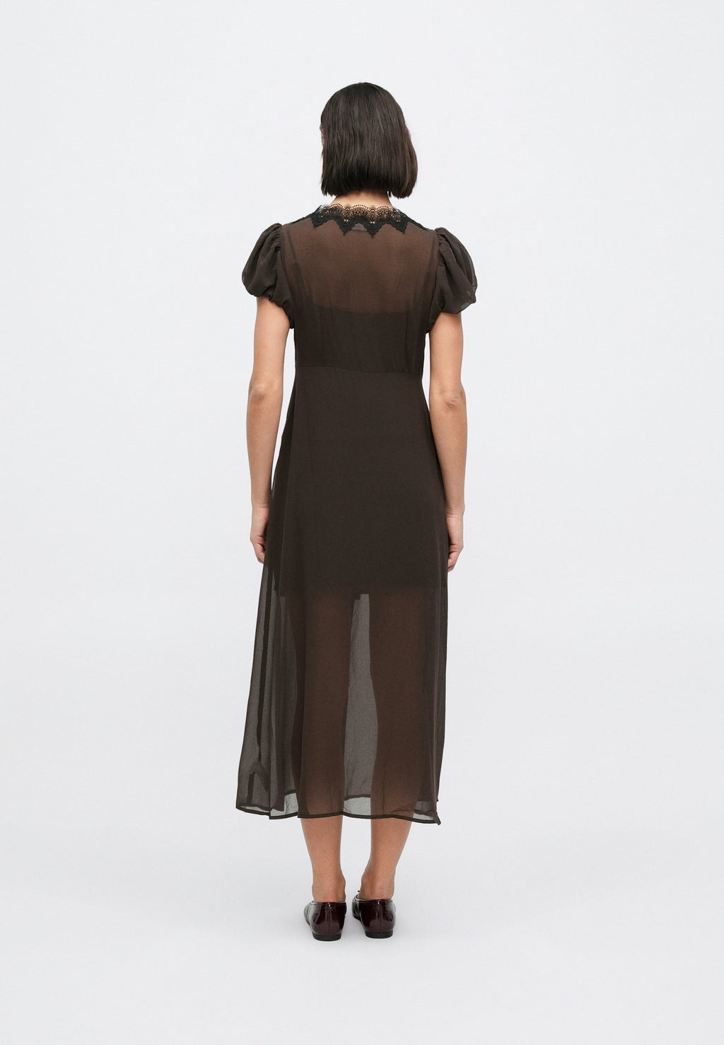 V NECK DRESS - Maxi dress - terra brown