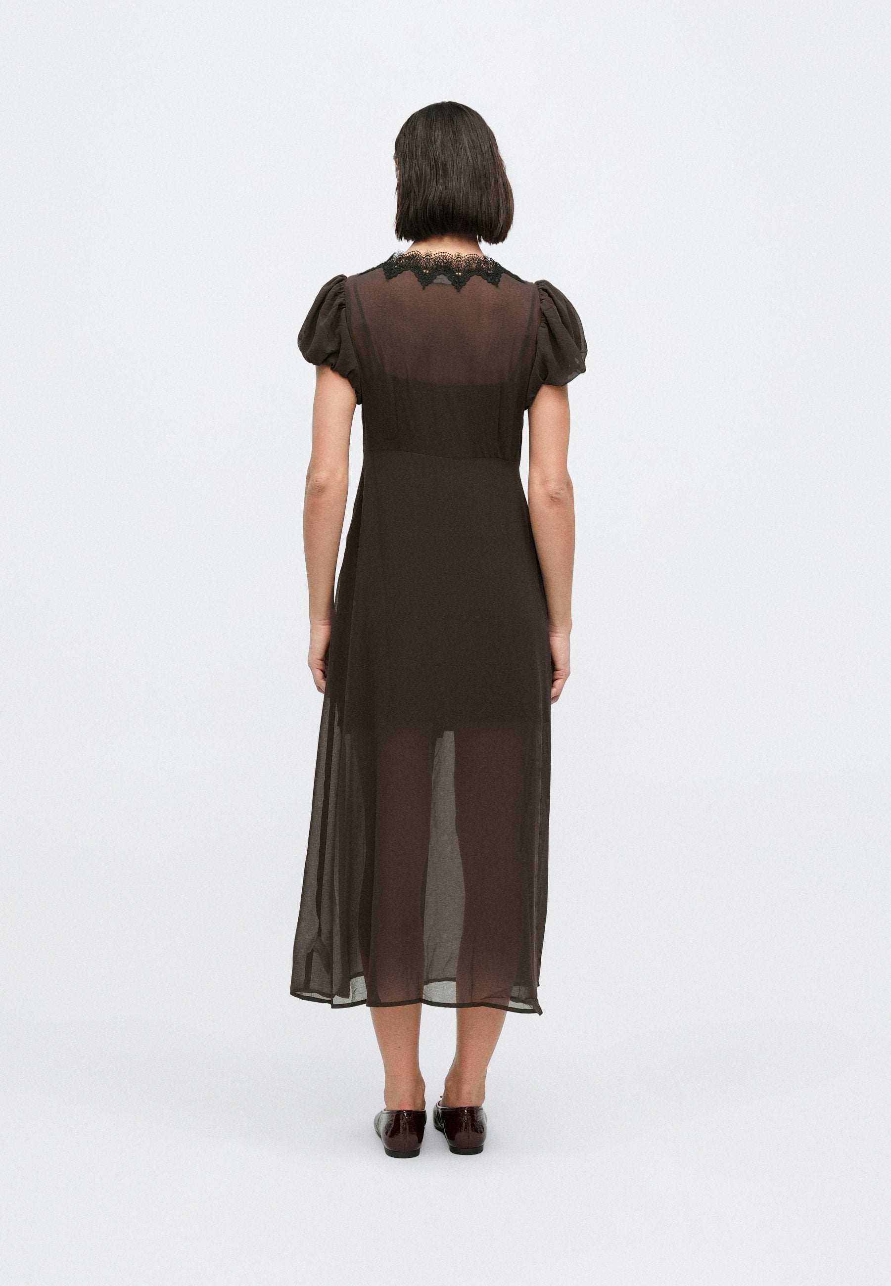 V NECK DRESS - Maxi dress - terra brown