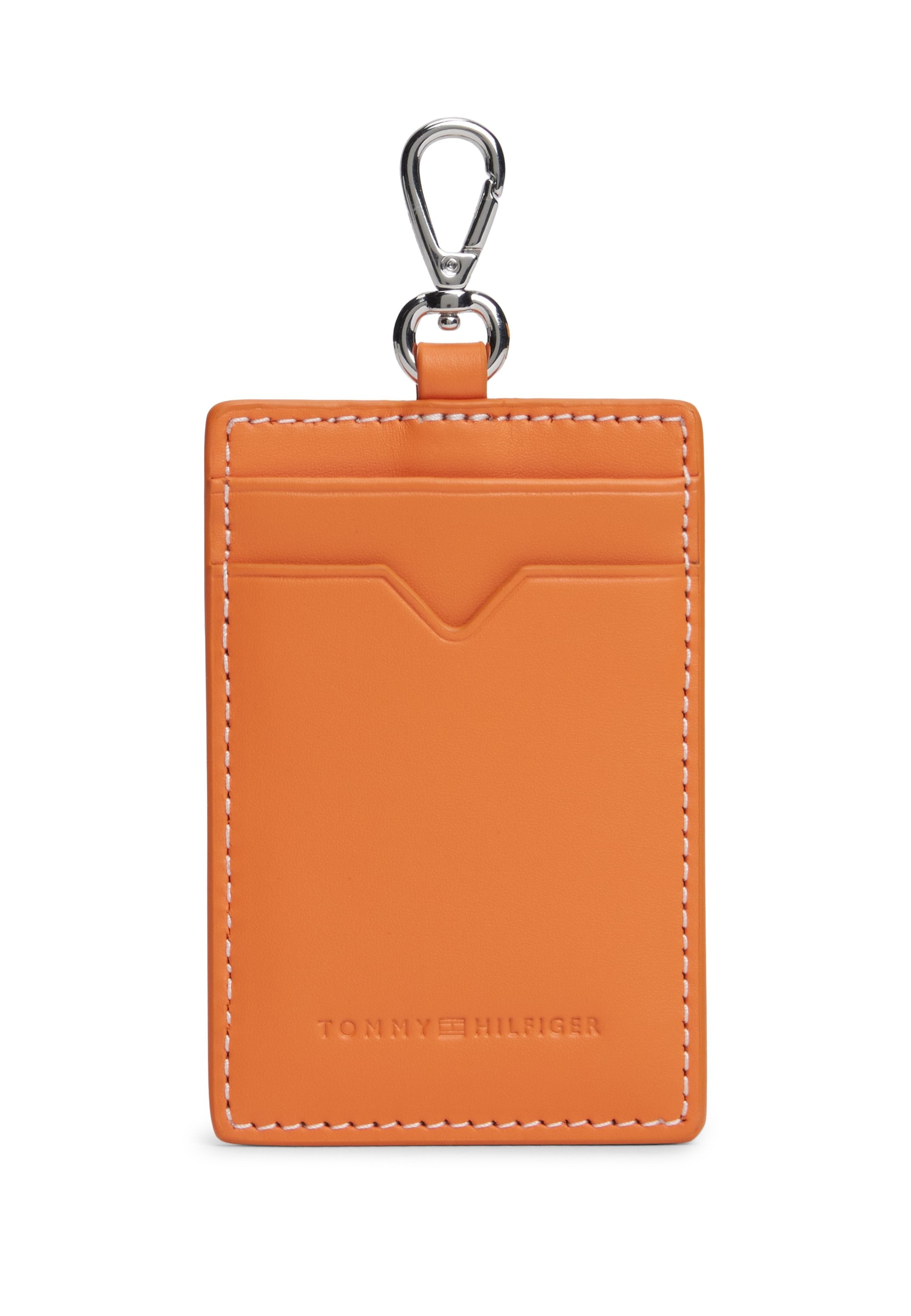 LEATHER CLIP-ON CARD HOLDER - Wallet - orange thunder