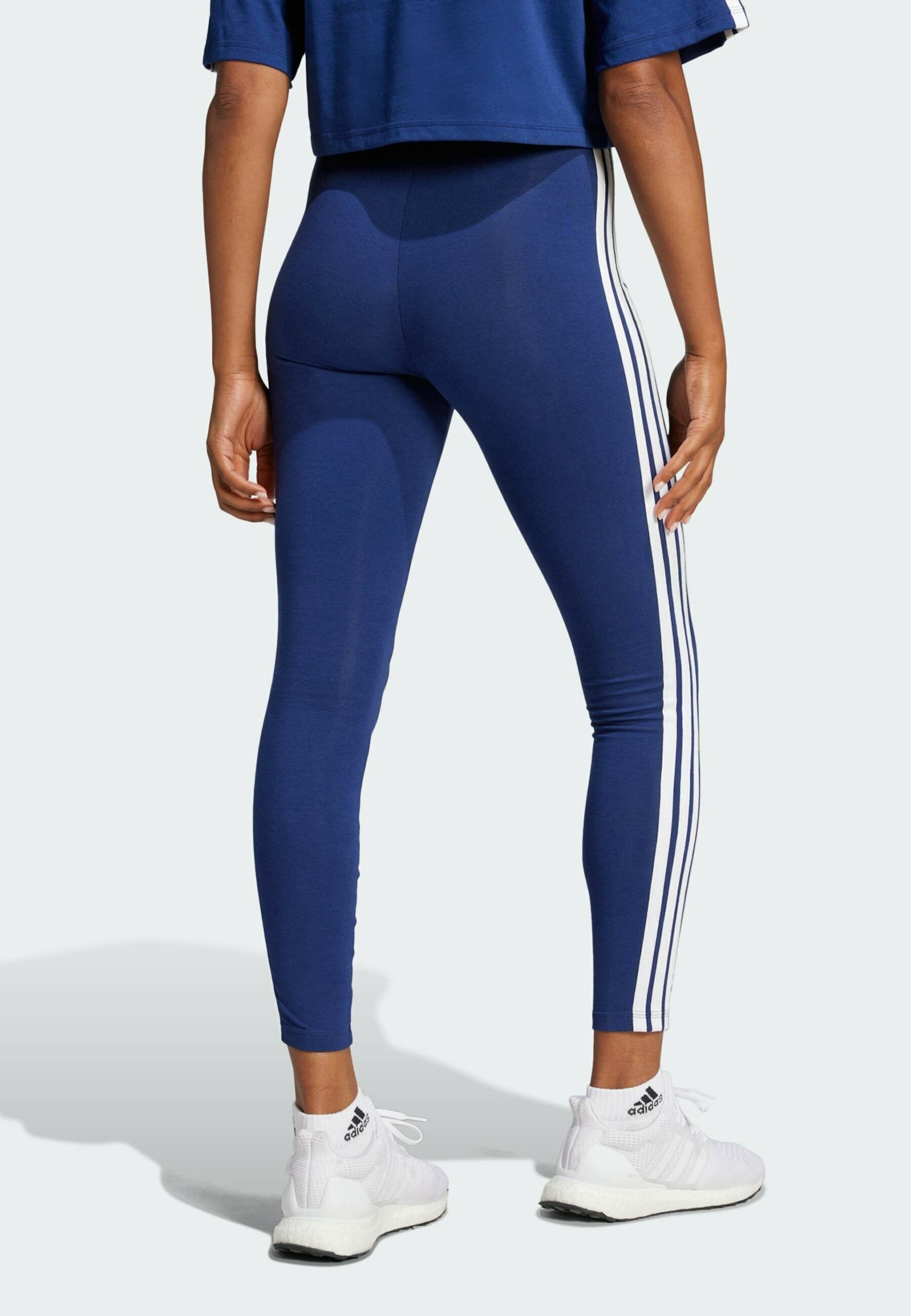 ESSENTIALS 3 STRIPES - Leggings - dark blue white