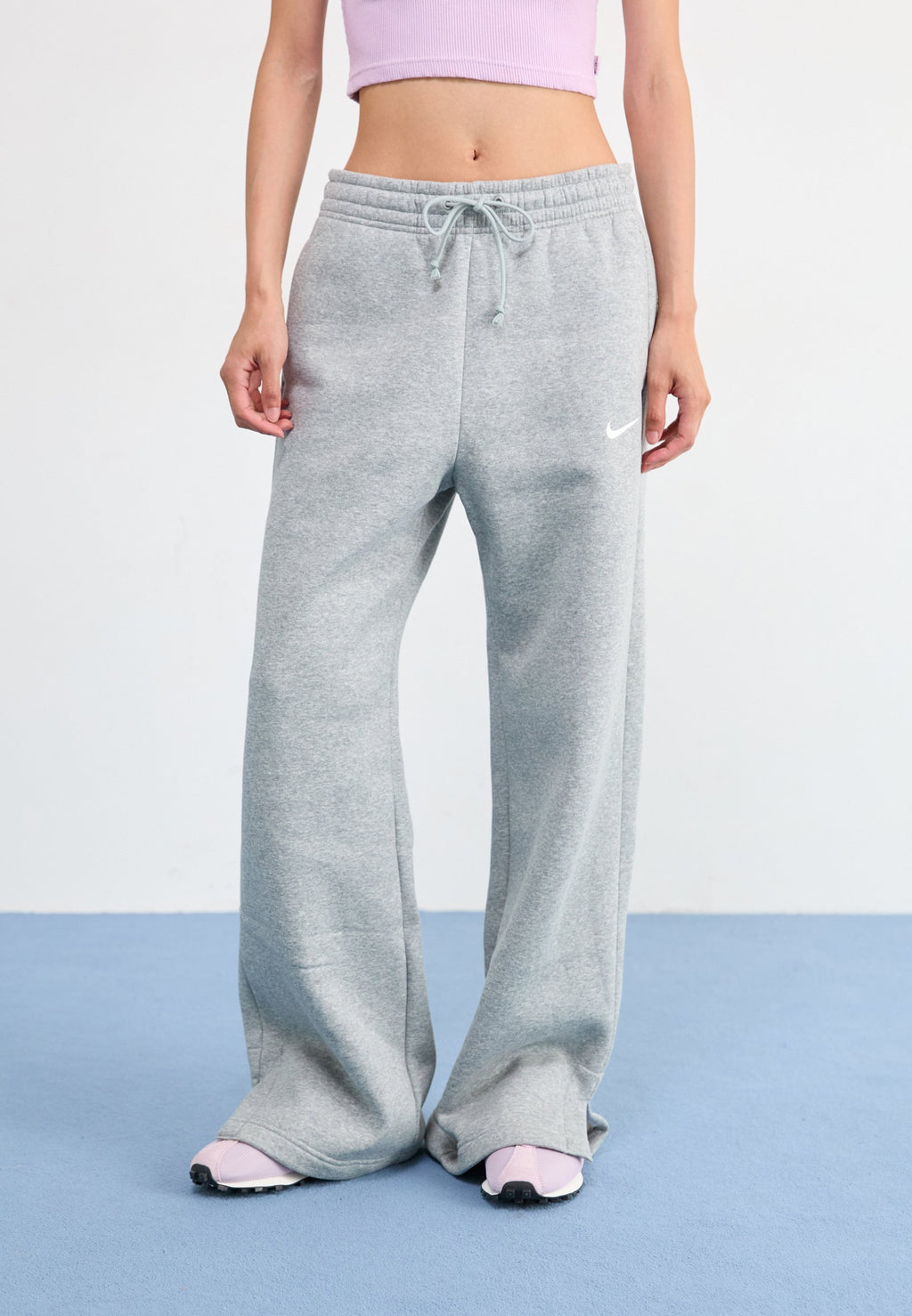 W NSW PHNX FLC HR PANT WIDE 2 - Tracksuit bottoms - grey heather