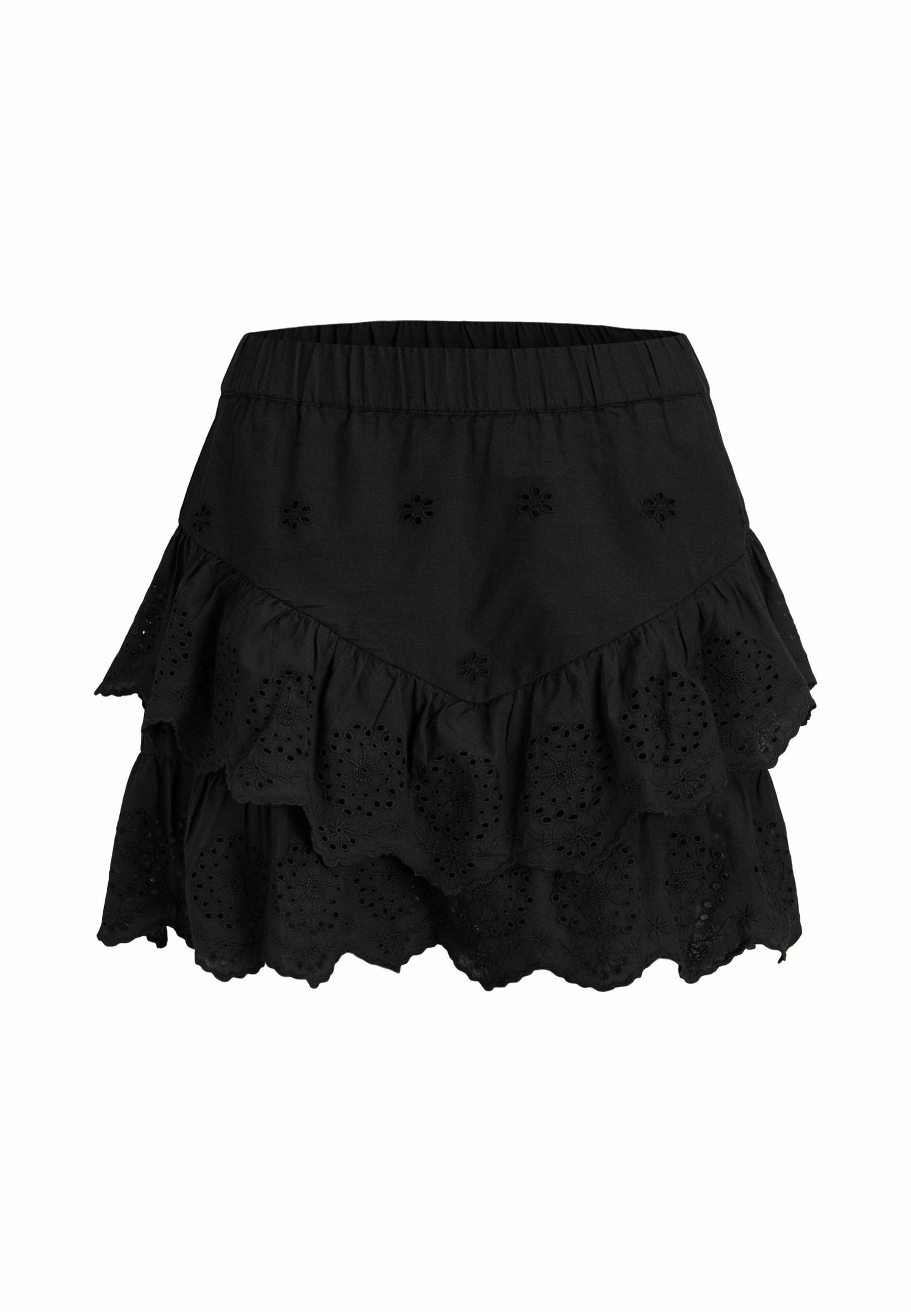 JXJADE LAYERED BRODERIE SKIRT - A-line skirt - black